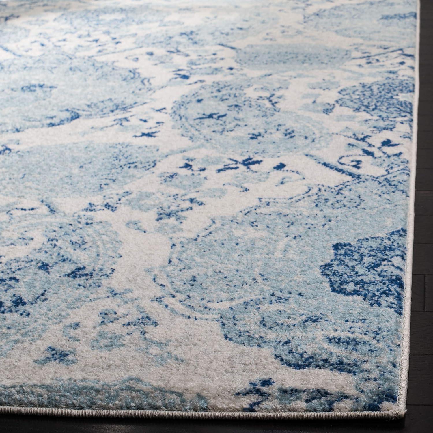Madison MAD600 Power Loomed Indoor Runner Rug - Cream/Turquoise - 2'3"x18' - Safavieh