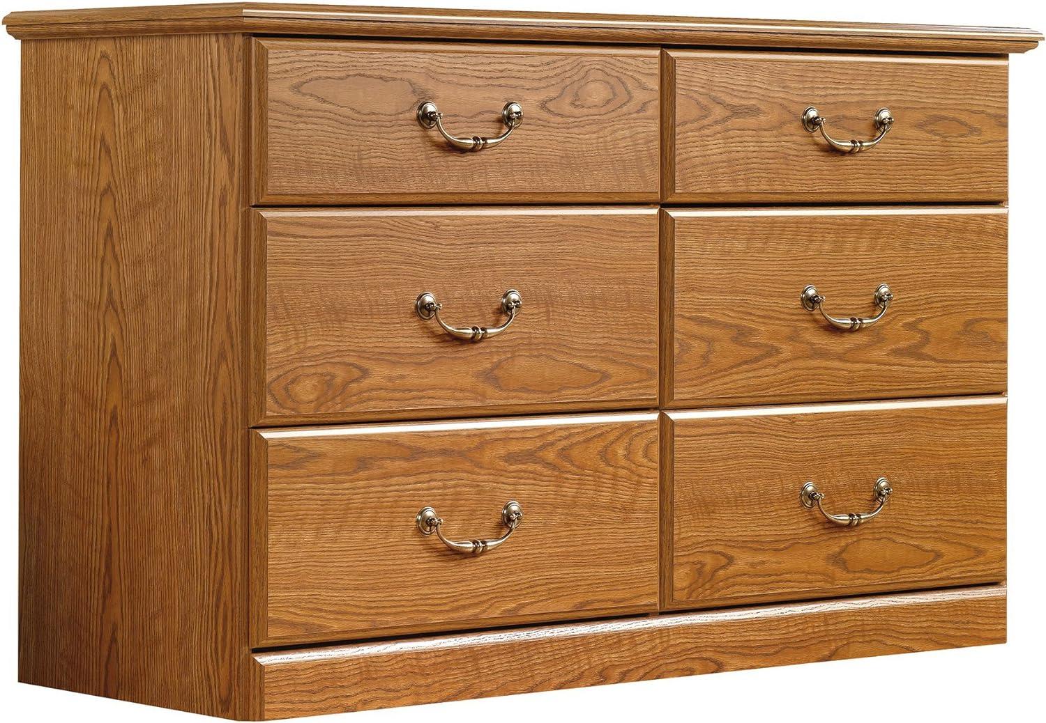 Carolina Oak Double Dresser with Mirror and Deep Drawers