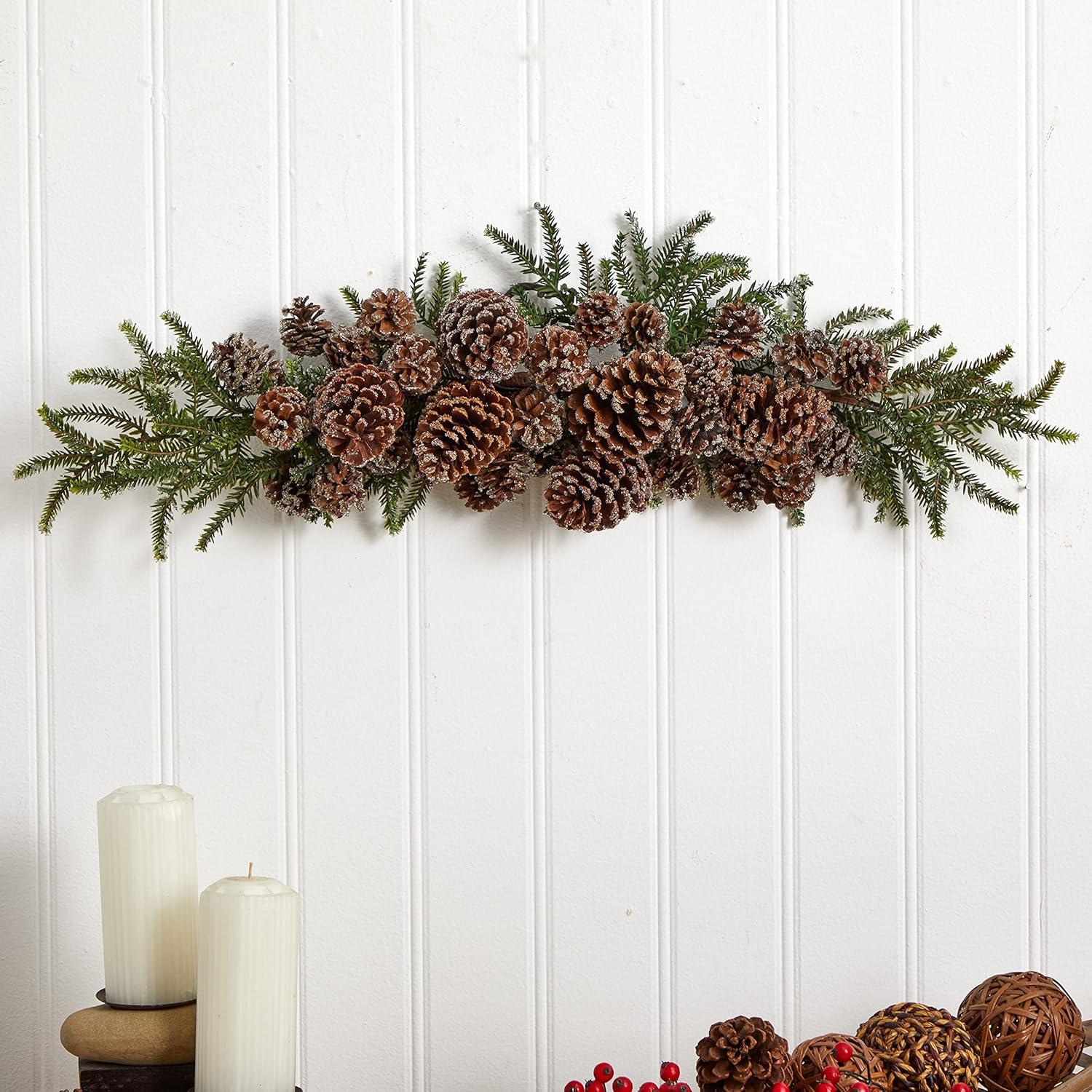 26" Green and Brown Artificial Pine Cone Christmas Swag