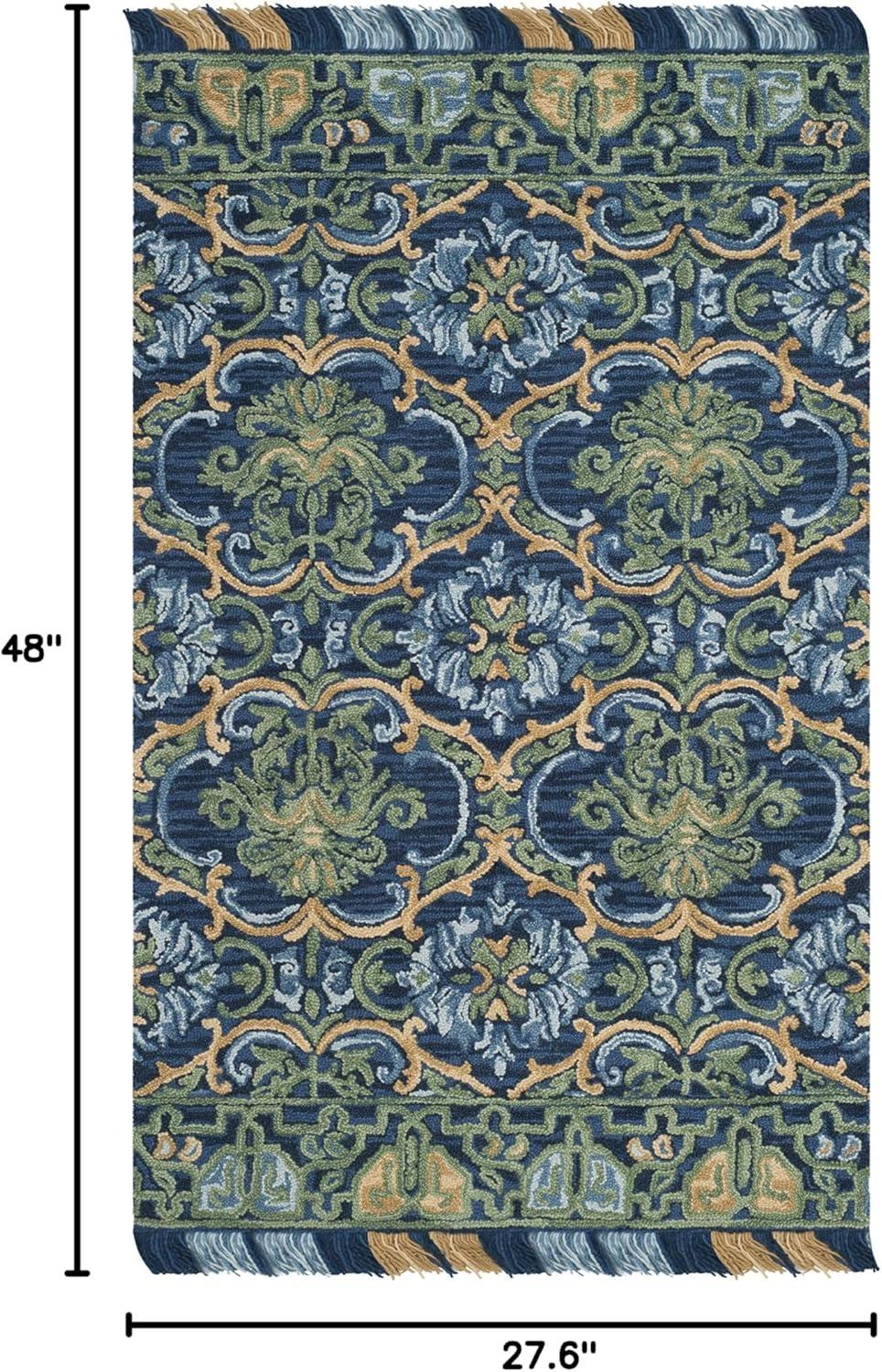 SAFAVIEH Blossom Abram Geometric Area Rug, Navy/Green, 8' x 8' Square