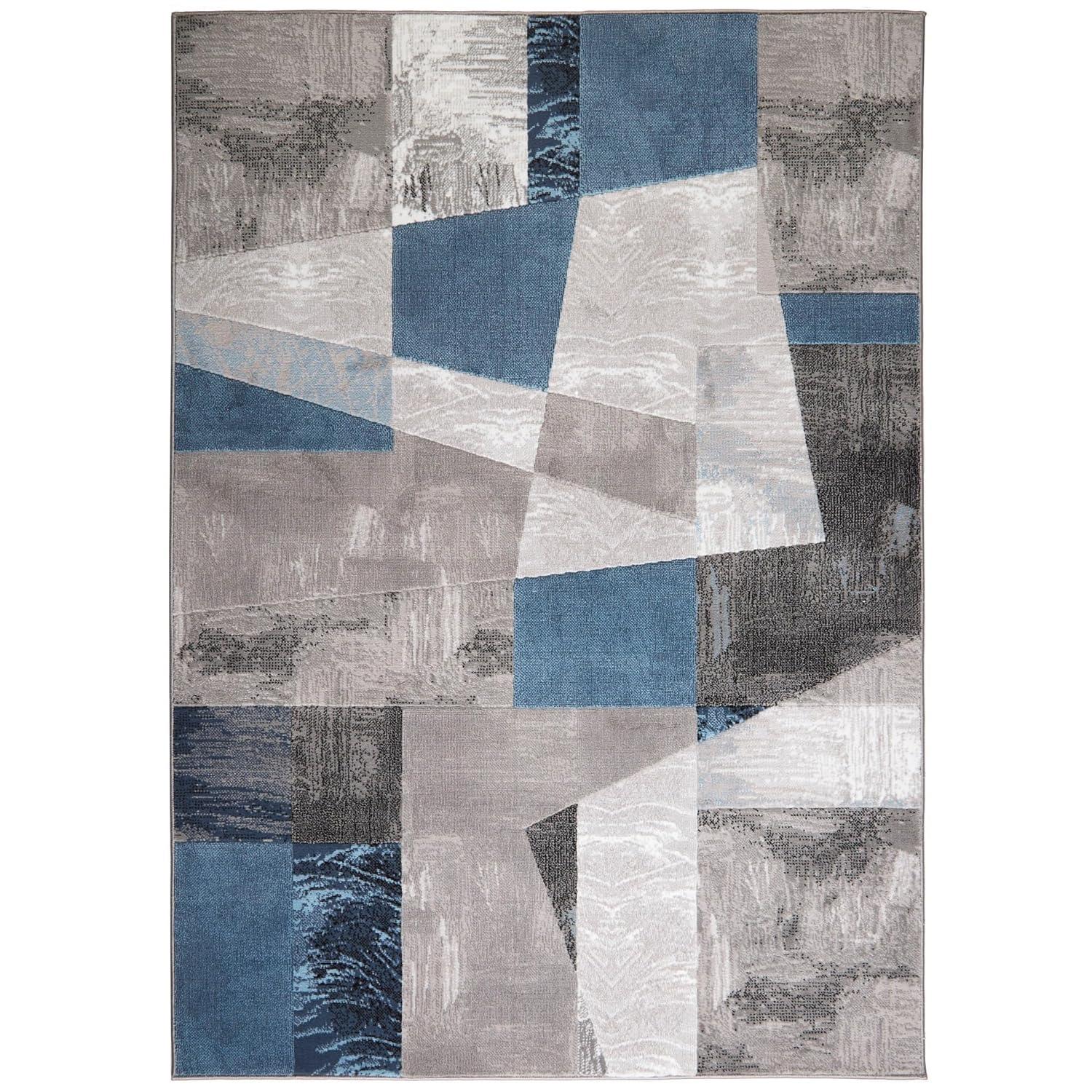 Home Dynamix Catalina Bismark Contemporary Geometric Area Rug, Grey/Blue, 5'3"x7'2"