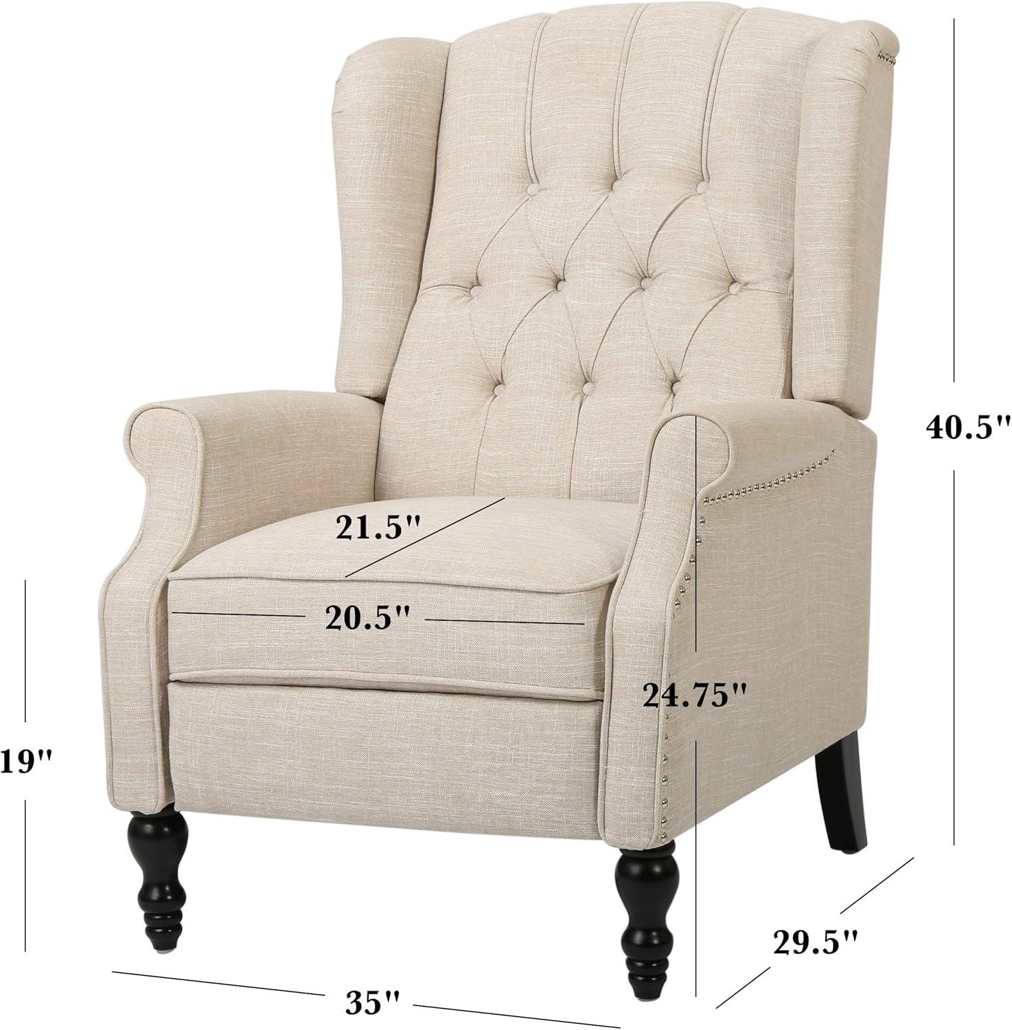 Elizabeth Light Beige Tufted Fabric Recliner Chair