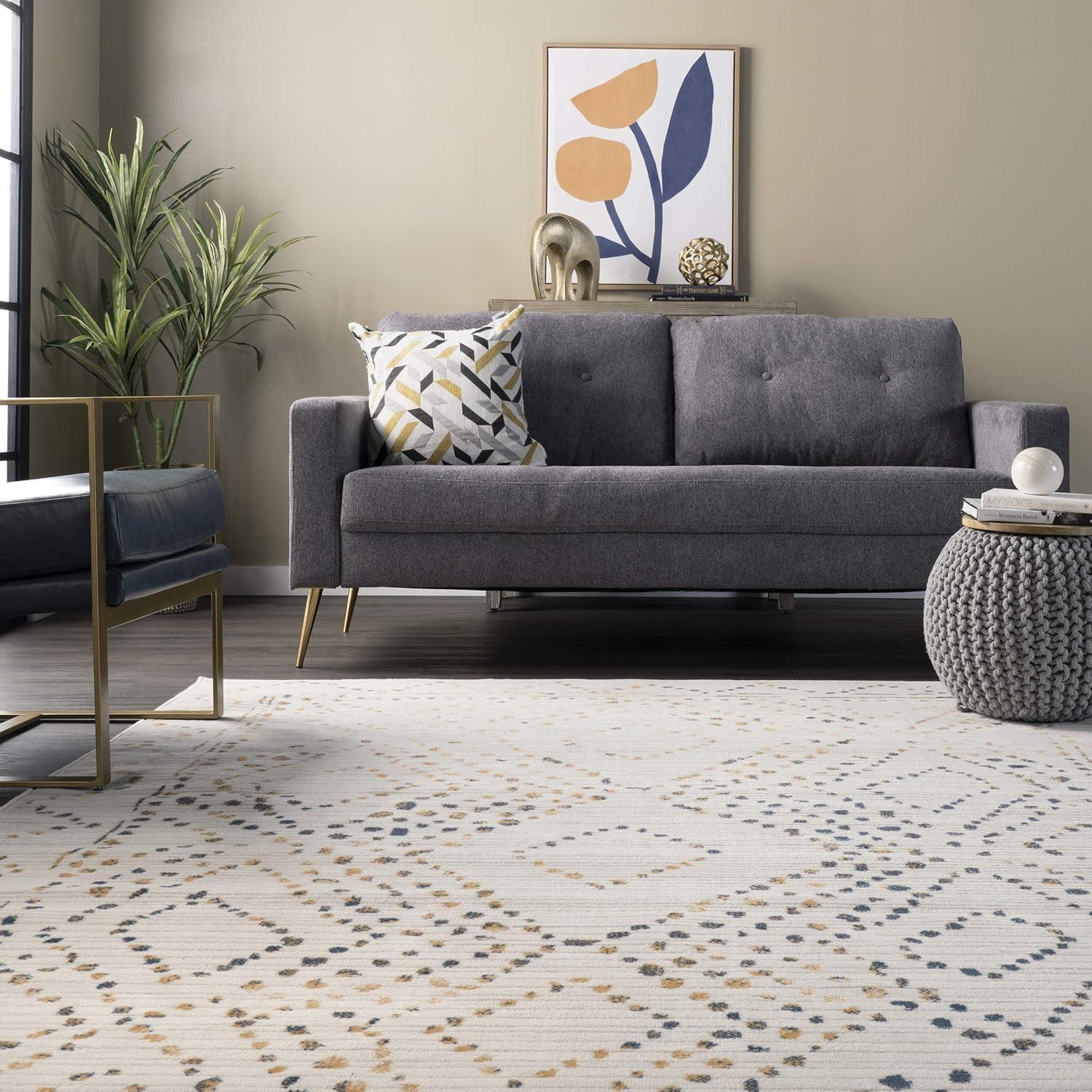 52''x24'' Gray Moroccan Geometric Easy-Care Area Rug