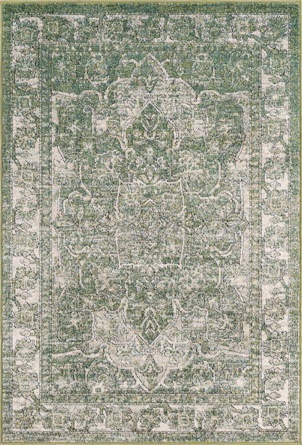 Unique Loom Isabella Collection Area Rug - Adjani (4' 1" x 6' 1" Rectangle Green/Ivory)