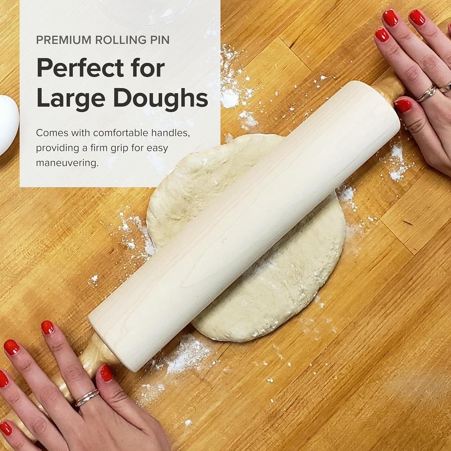 Frieling Classic Rolling Pin with handles, 12", Brown