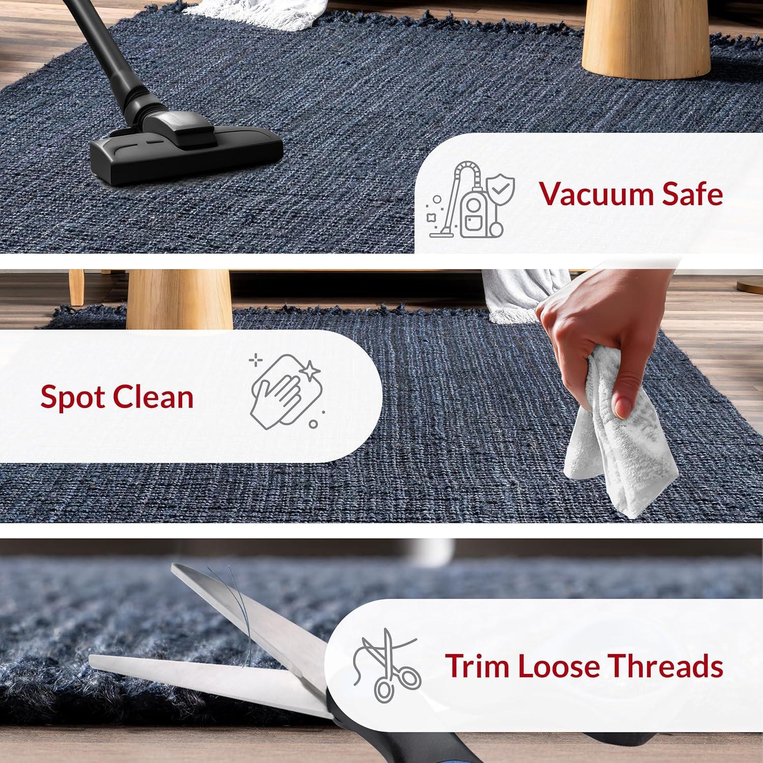 nuLOOM Daniela Chunky Jute Navy 3' x 5' Farmhouse Area Rug