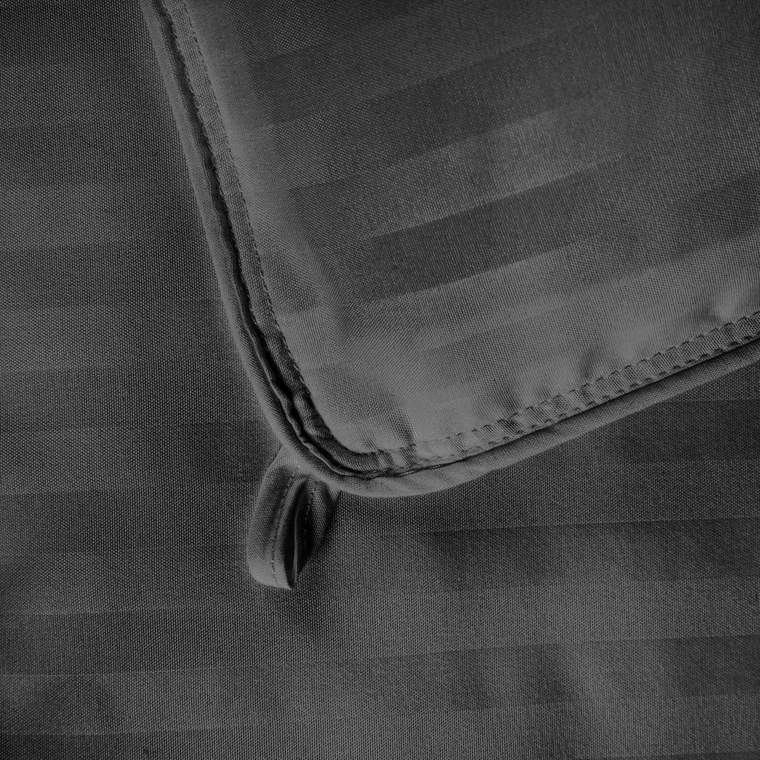 Superior Striped Reversible Box-Quilt Brushed Microfiber Medium Weight Down Alternative Comforter