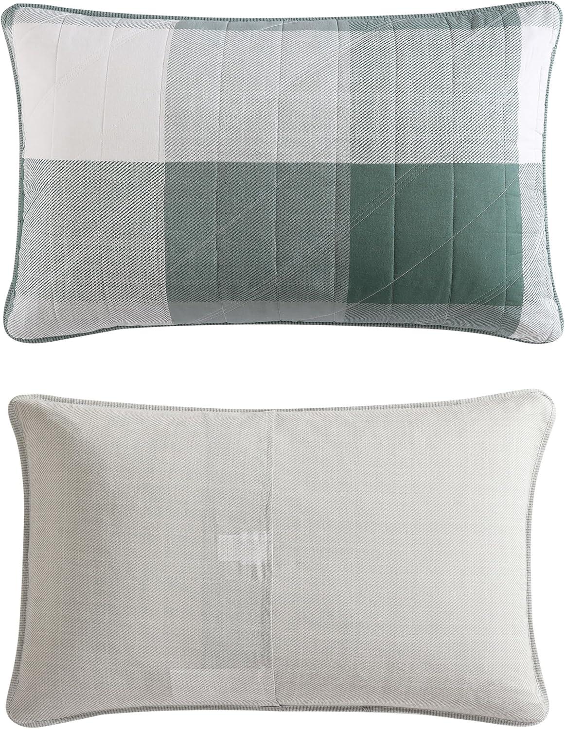 Boulder Green Cotton Twin Quilt Set with Sham