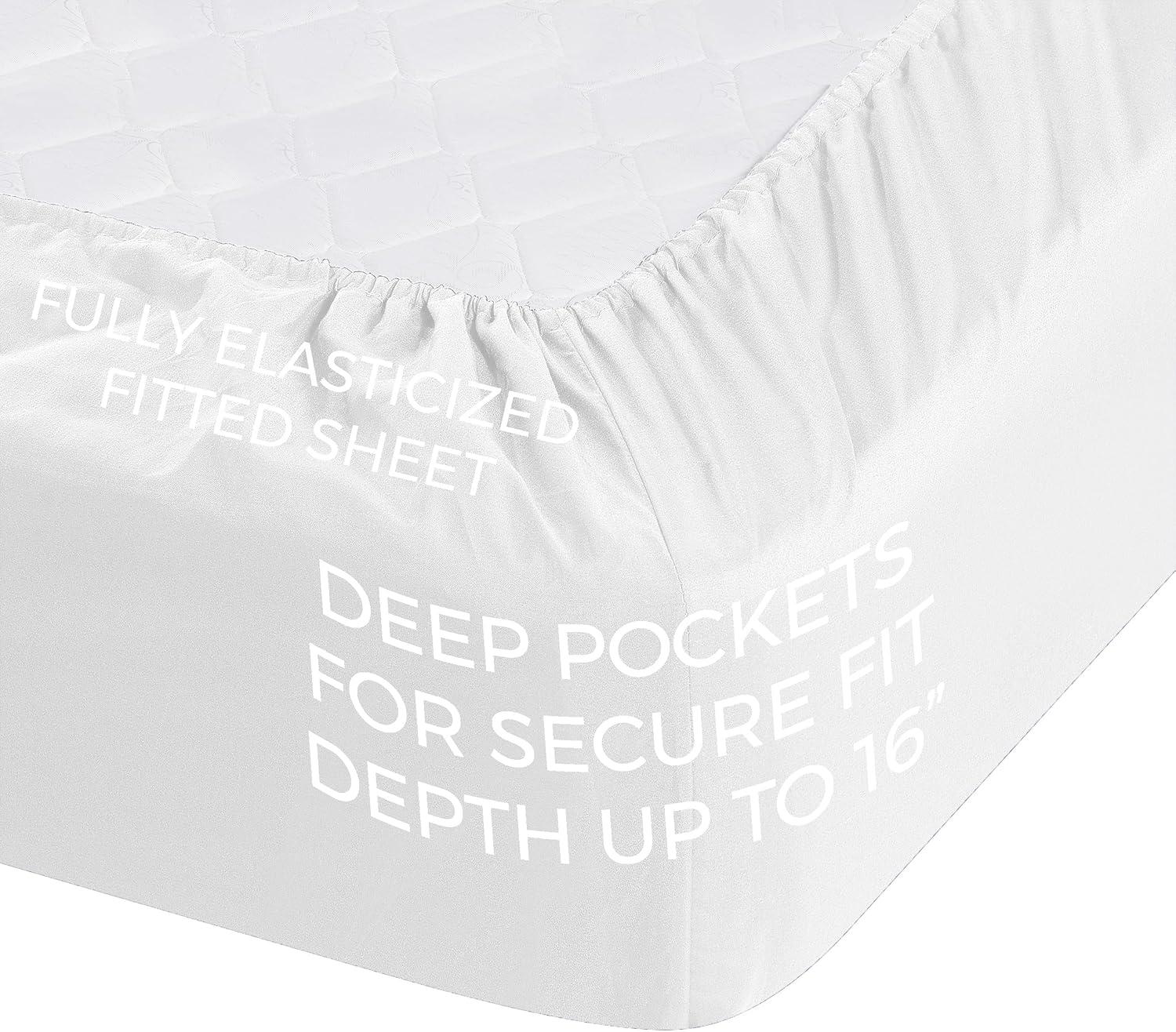 Bed Sheets Set, Microfiber Bedding Set, Deep Pockets, Wrinkle and Fade Resistant, Bed Sheet and Pillow Cases, 6-Piece (Queen, White)