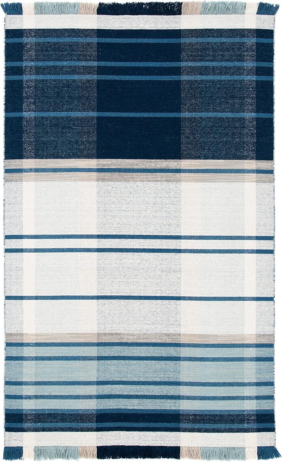 Striped Kilim STK707 Hand Woven Area Rug - Blue/Beige - 6'x9' - Safavieh.