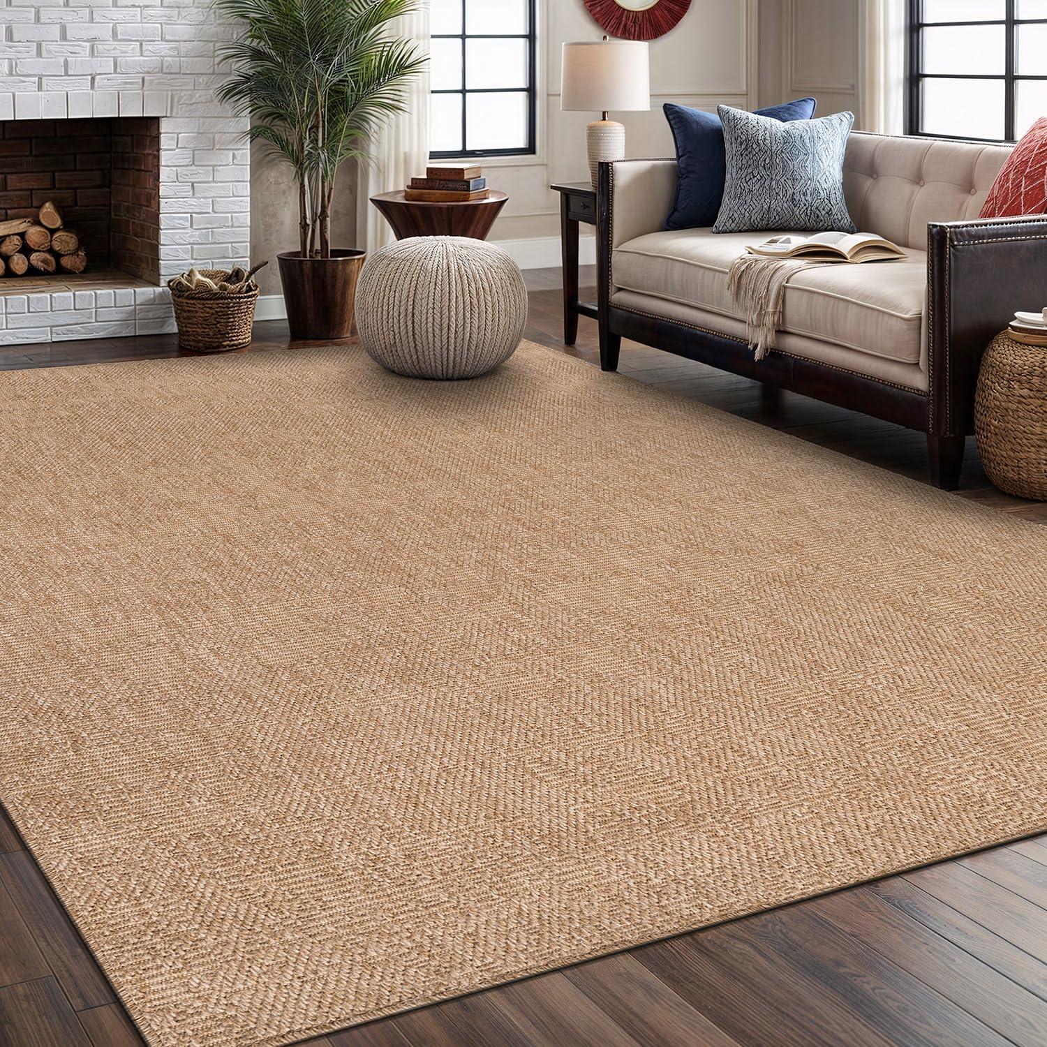 4'x6' Pata Hand Woven Chunky Jute Area Rug, Natural - JONATHAN Y
