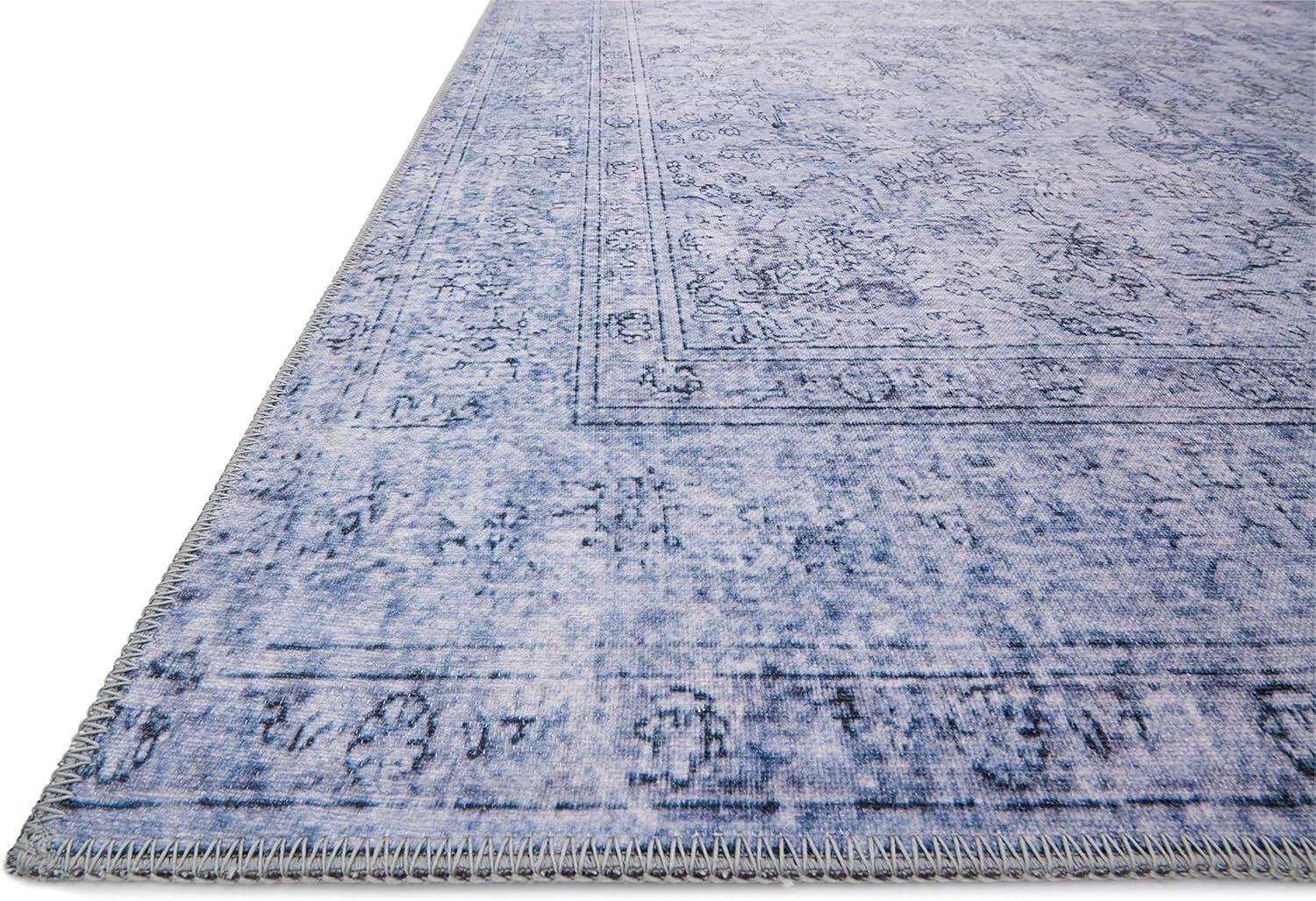 Slate Blue Hand-Knotted Low Pile Area Rug