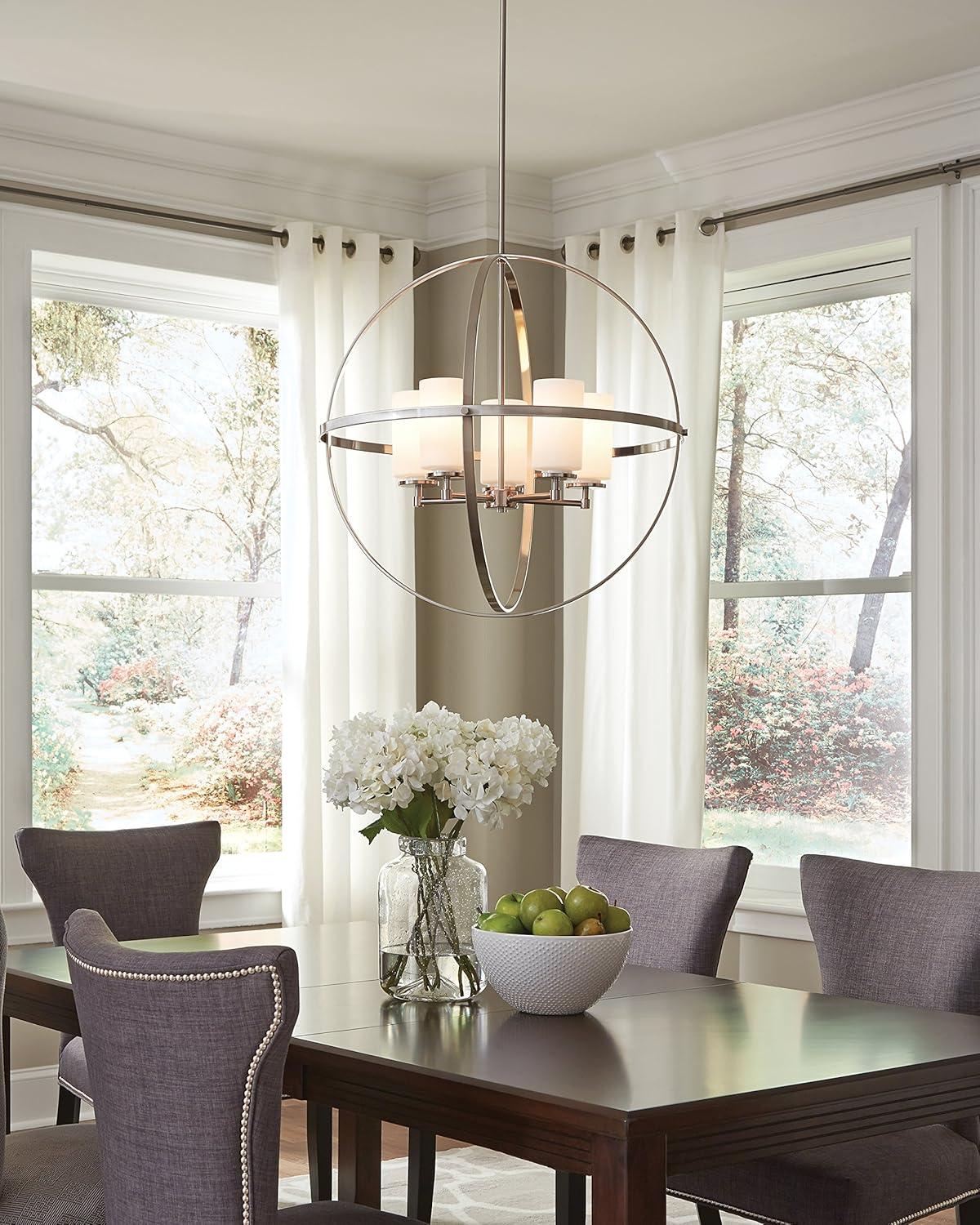 Alturas Mini-Pendant Light in Brushed Nickel with Etched White Glass