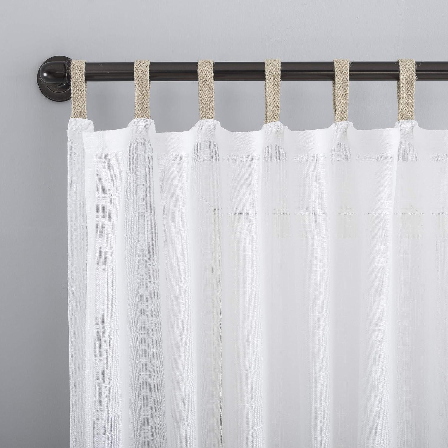 No. 918 Ceri Linen Texture Jute Tabs Semi-Sheer Tab Top Curtain Panel