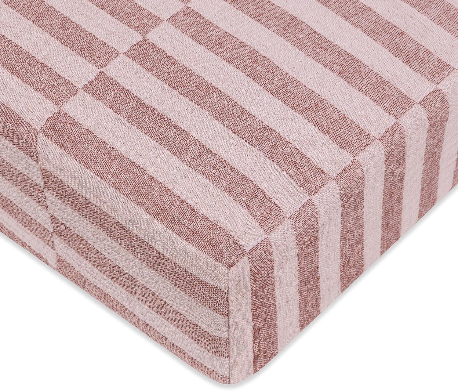babyletto Maroon Stripe Muslin Crib Sheet