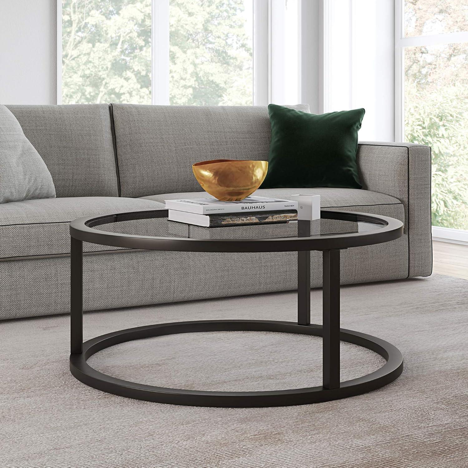 Contemporary Blackened Bronze 20" Square Glass Side Table