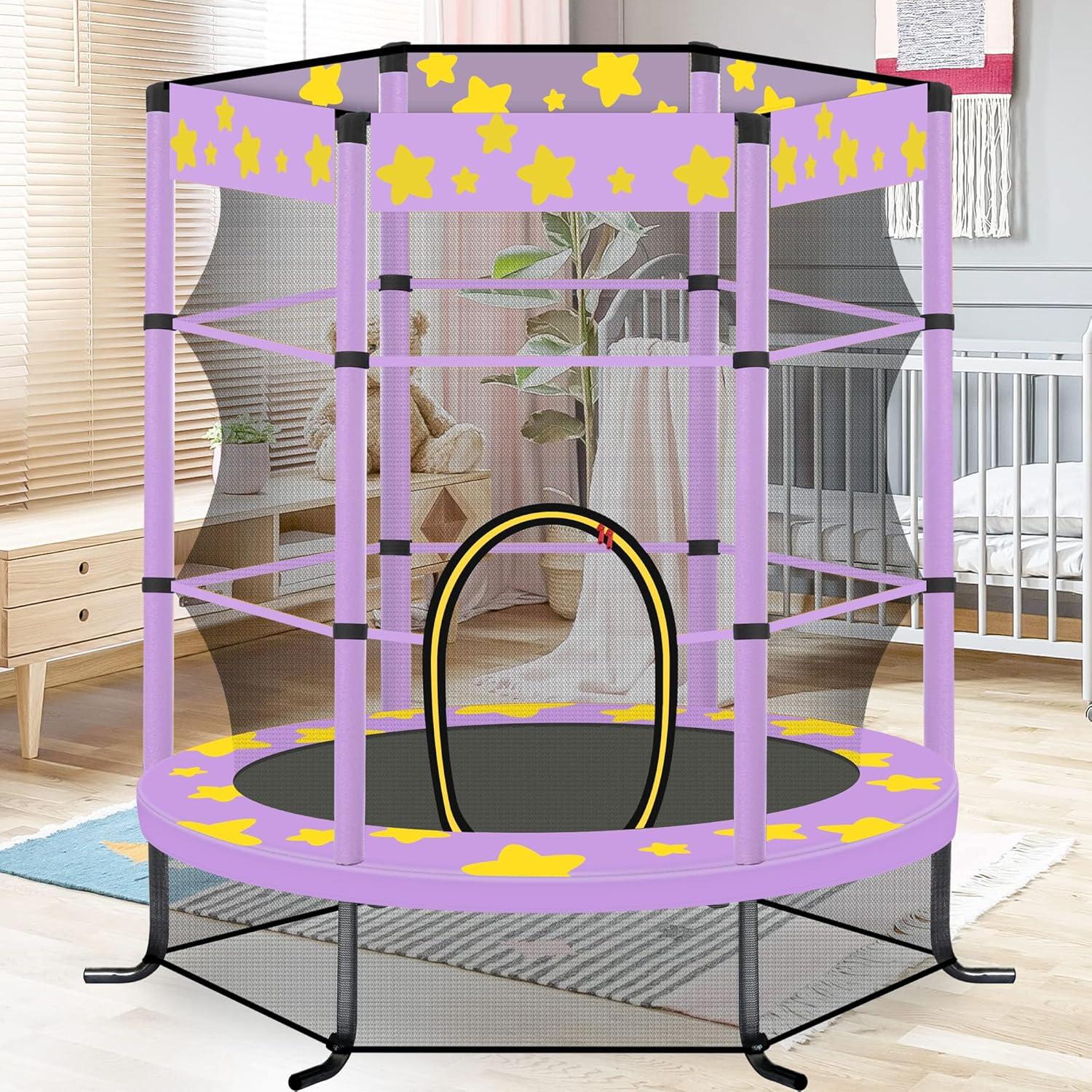 wendeway 55 Inch Kids Trampoline With Safety Enclosure Net | Wayfair