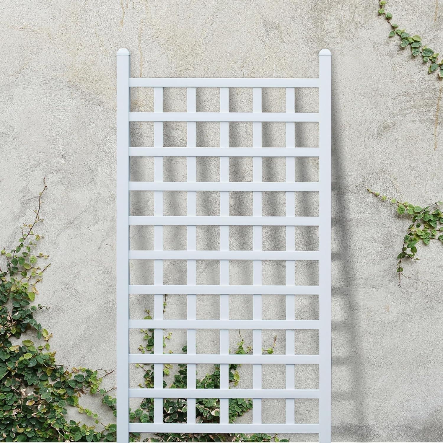 Dura-Trel Country Garden 35"x66"Indoor/Outdoor Garden Trellis Plant Support for Vines & Climbing Plants, Flowers, & Vegetables w/Ground Anchors, White