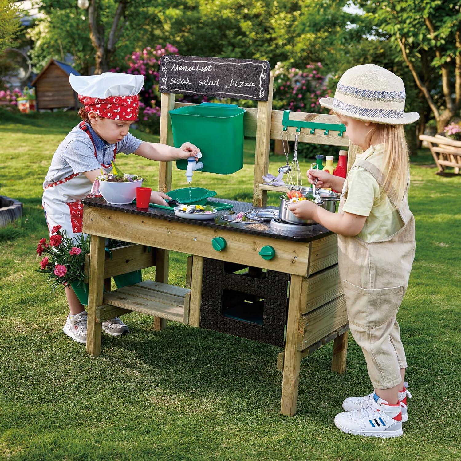 Hape Wood & Stainless Steel Outdoor Play Kitchen With Accessories