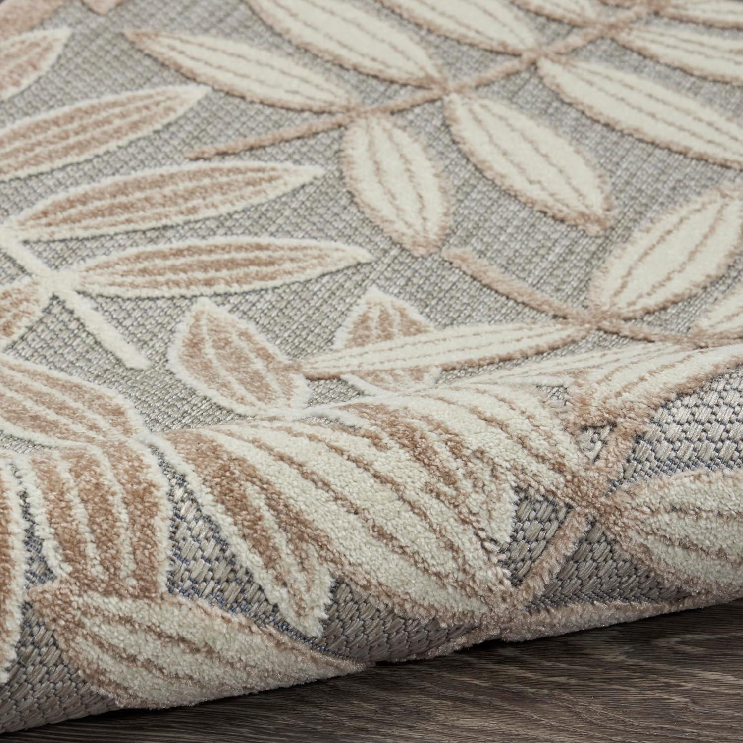 Nourison Aloha Floral Leaf Flatweave High-Low Indoor Outdoor Area Rug Natural 7' x 10'