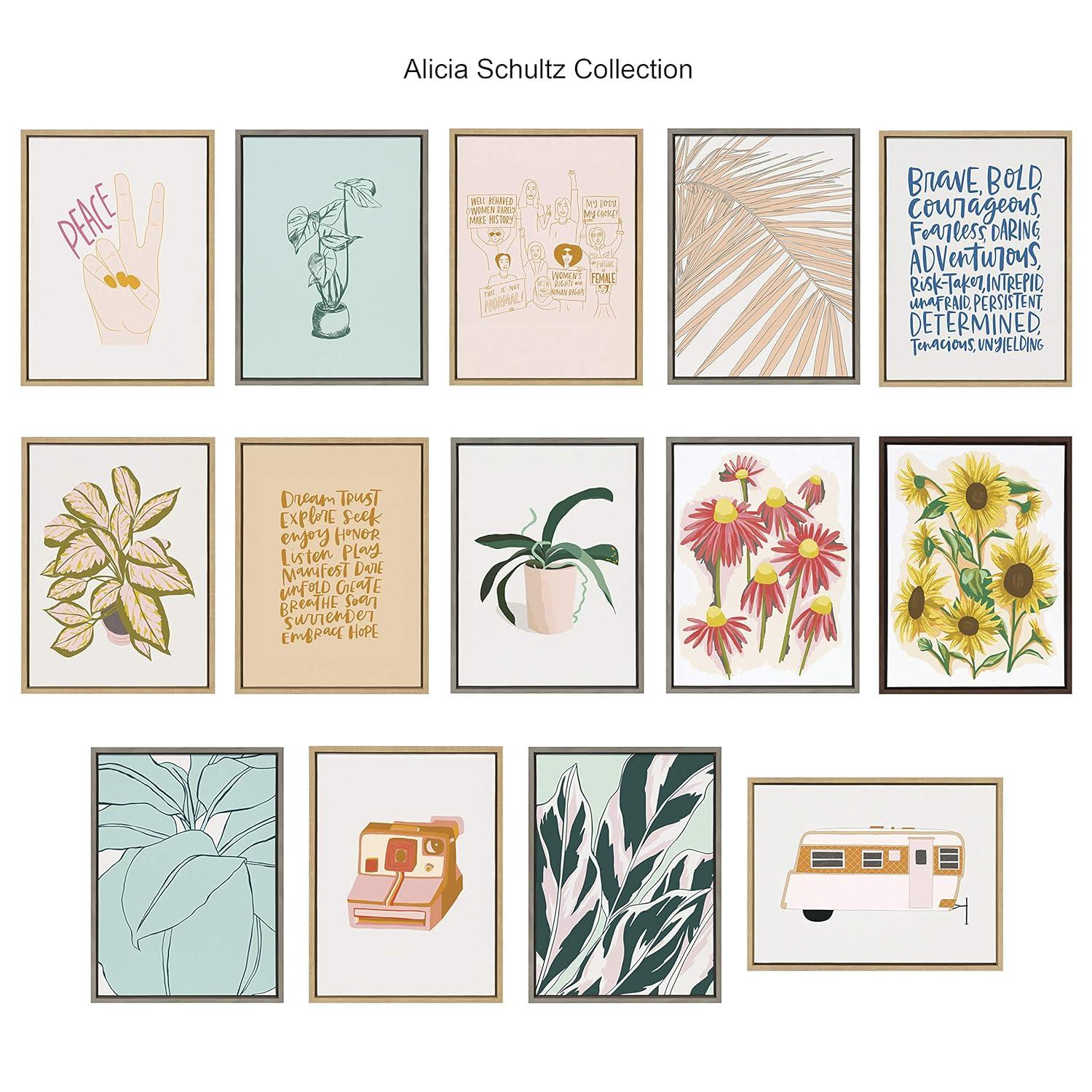30" x 30" Sylvie Expand by Alicia Schultz Framed Wall Canvas - Kate & Laurel: Modern Botanical Digital Art