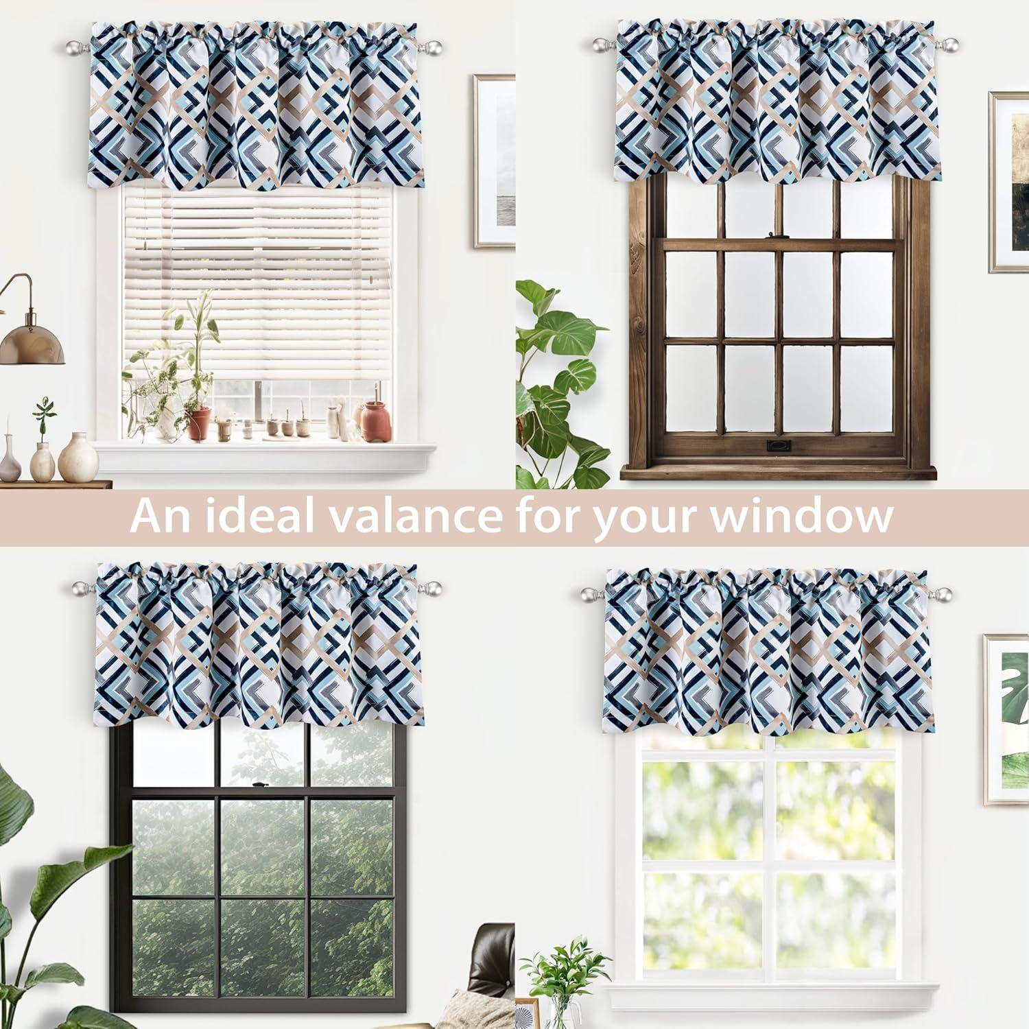 Mullan Geometric Tailored 52'' W Window Valance in (Set of 2)