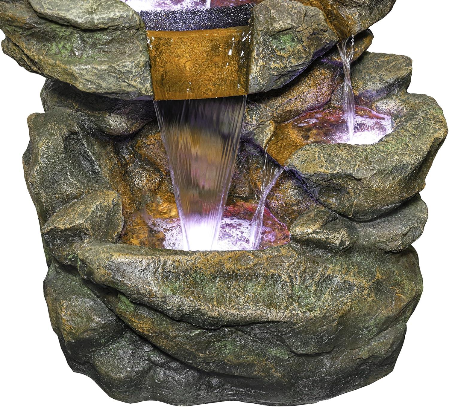 Alpine Corporation 6-Tier Amazonian Water Fountain with LED Lights