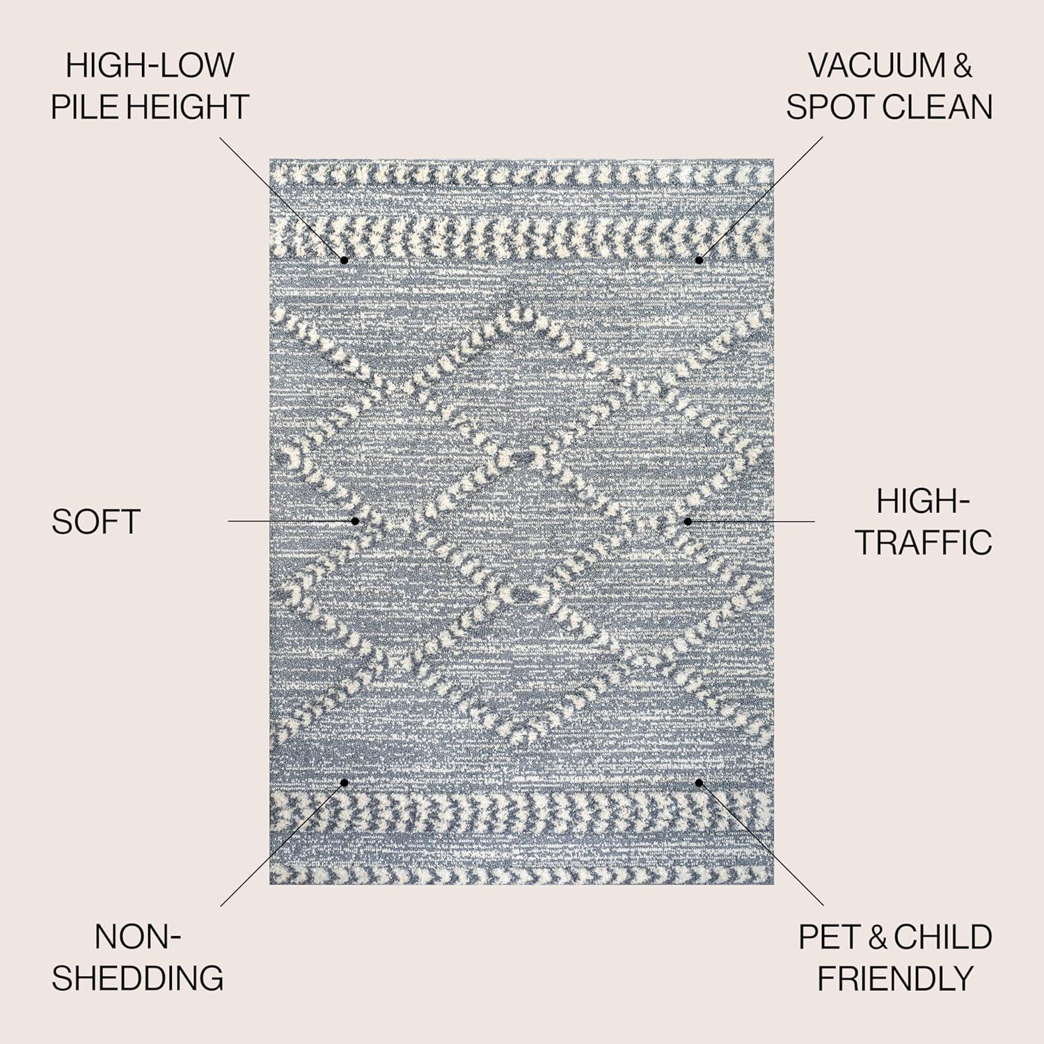 4' x 6' Sofie Moroccan Trellis High-Low Area Rug, Gray/Cream - JONATHAN Y