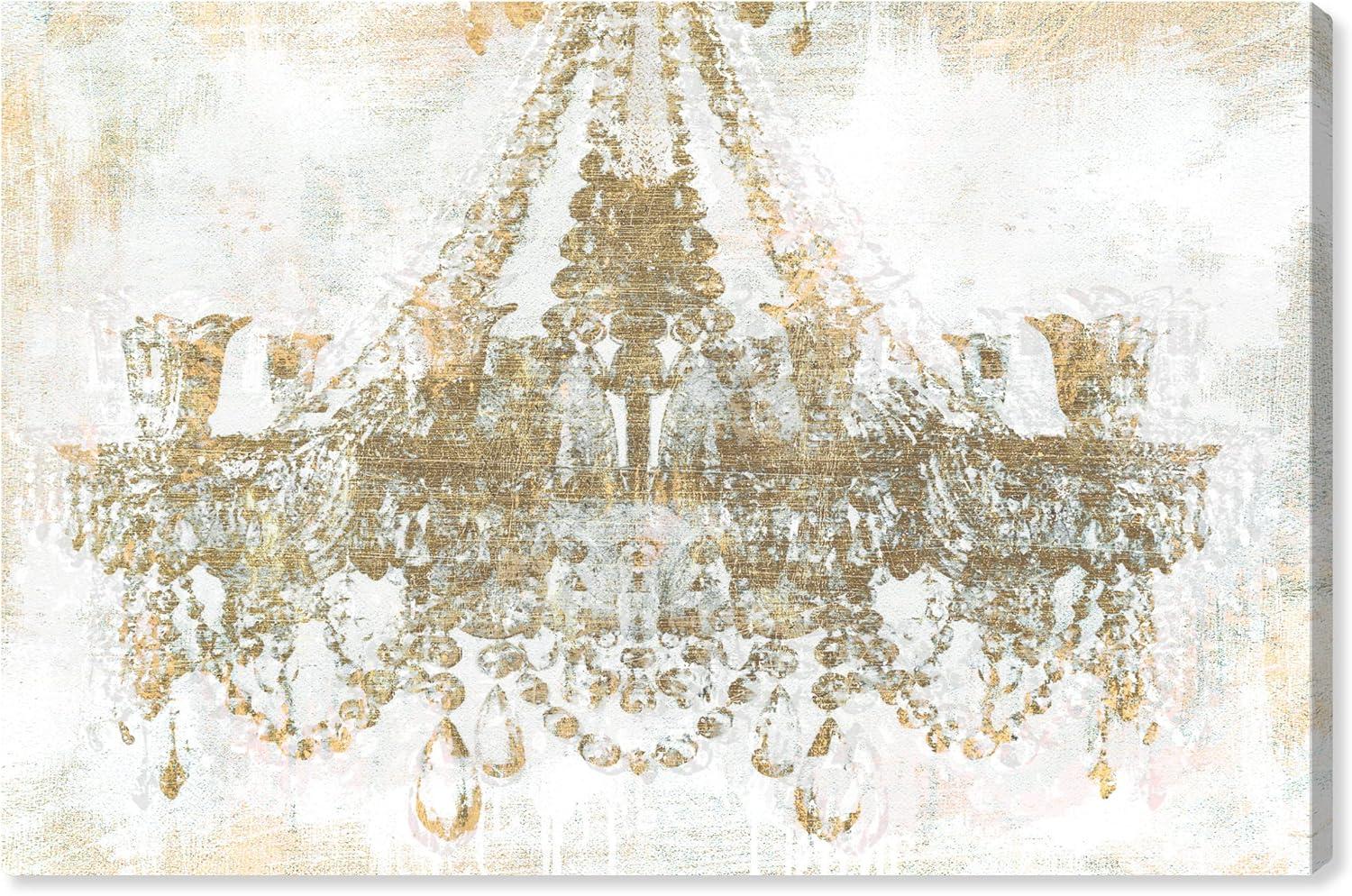 Gold and White Chandelier Canvas Wall Art