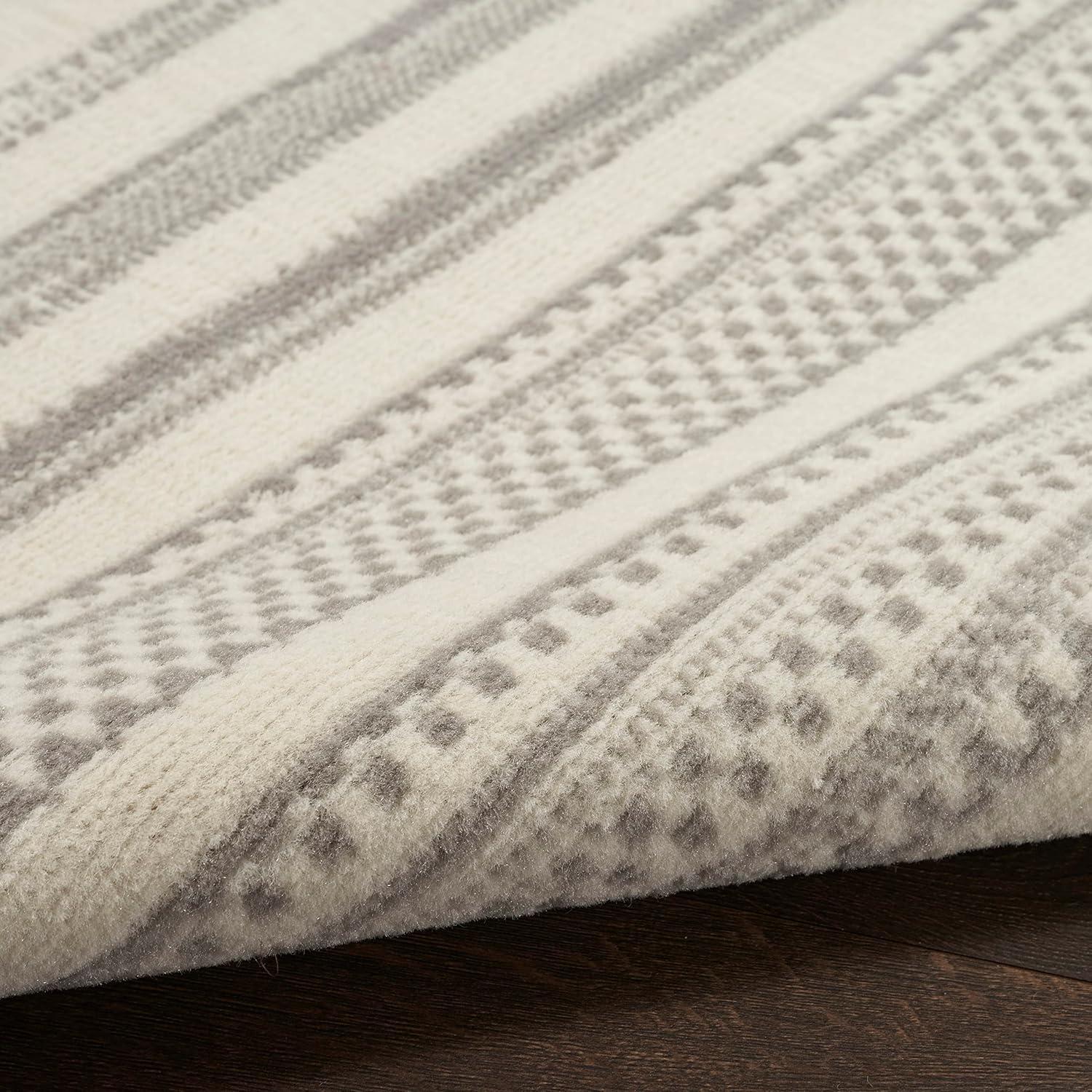 Nourison Grafix Abstract Striped Indoor Rug Ivory Grey 5'3" x 7'3"