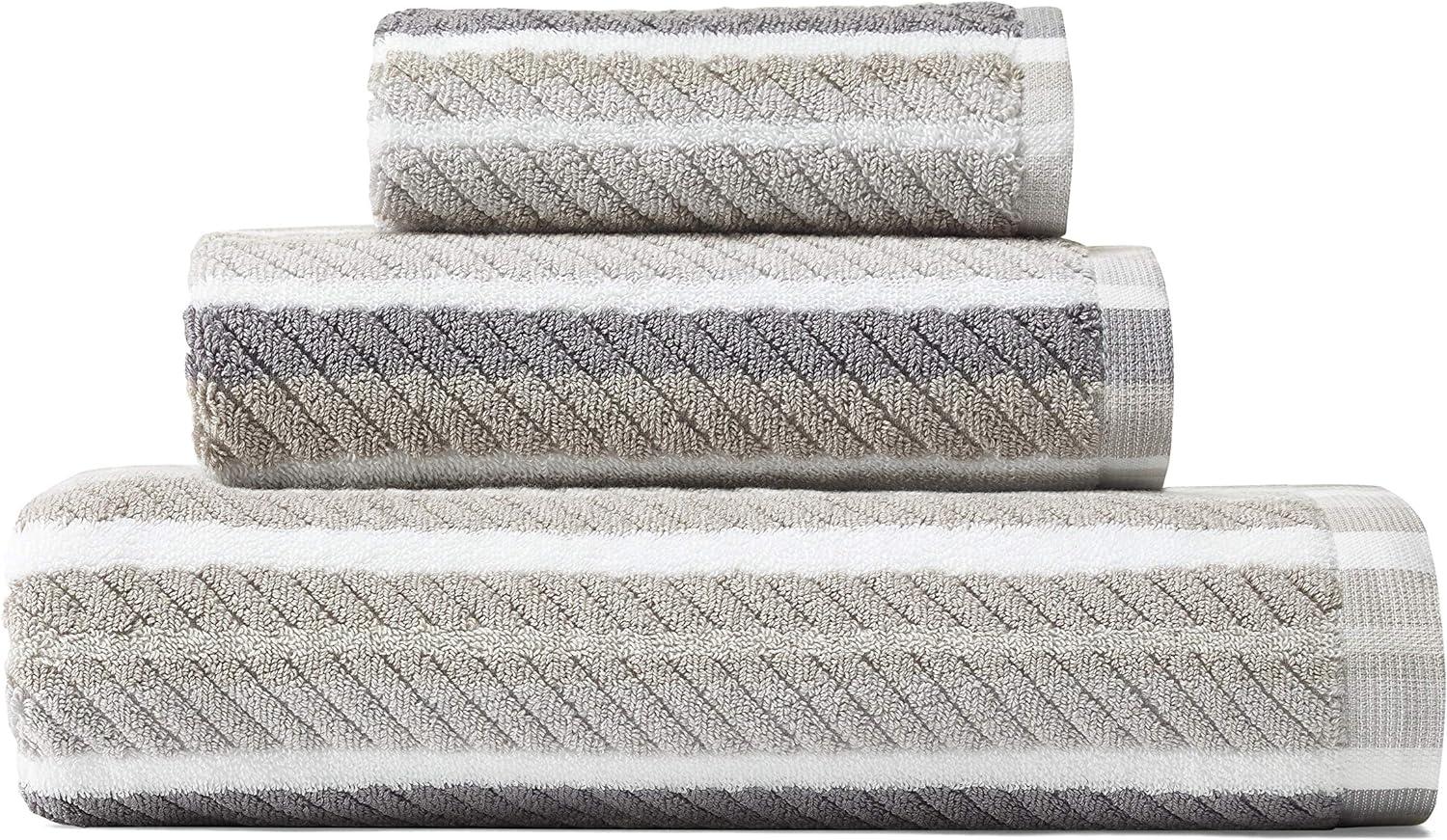 Ocean Bay Gray Cotton 3-Piece Towel Set