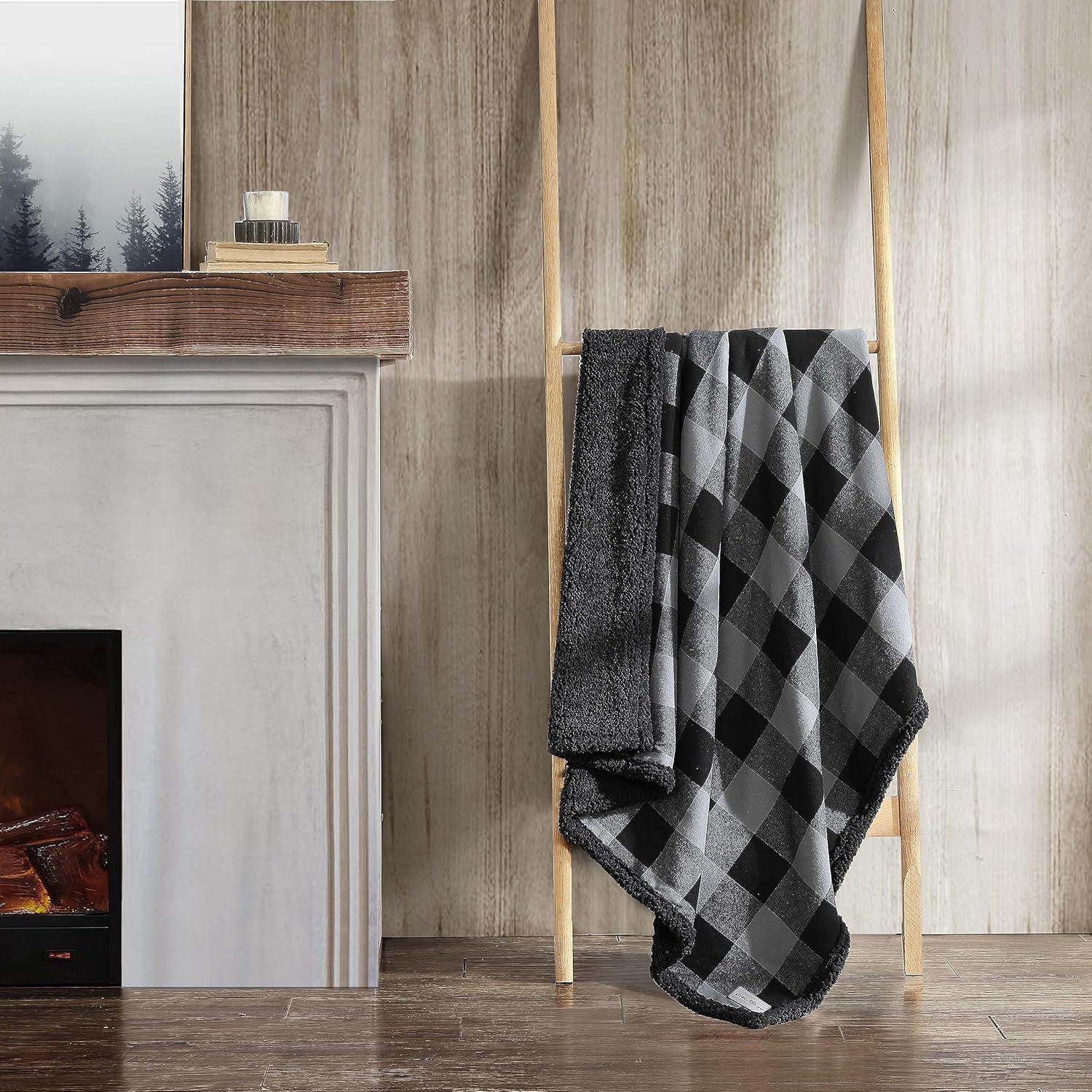 Eddie Bauer Eddie Bauer Cabin Plaid Flannel/Sherpa Throw Blanket