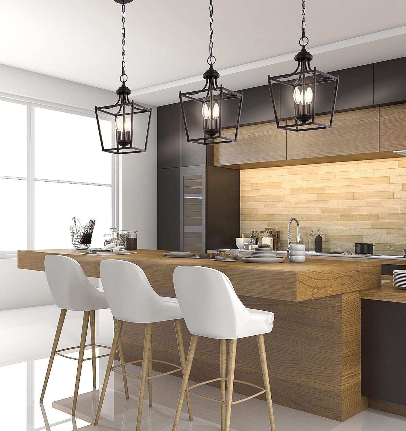 Camden 10" 3-Light Iron Classic Midcentury Pendant Lantern, Oil Rubbed Bronze