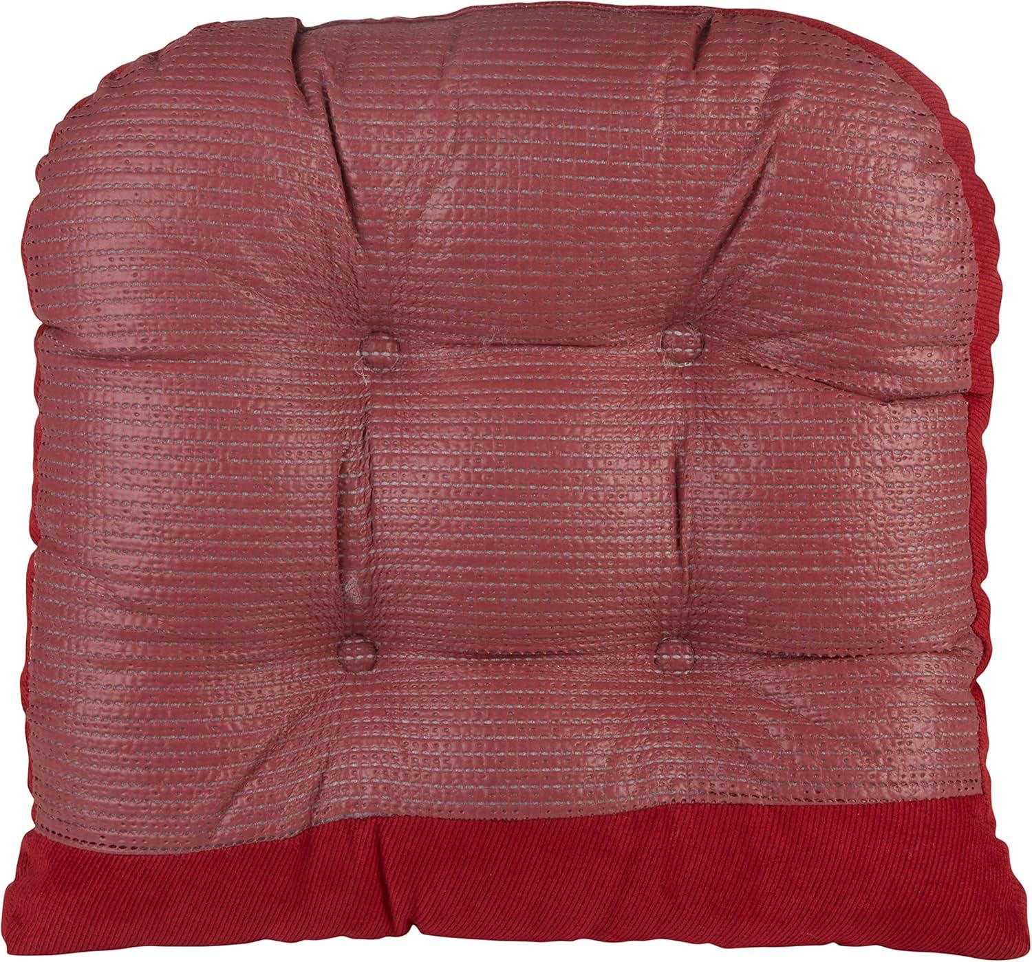 Plush Red Polyester Non-Slip Dining Chair Cushions, 15x15 Inches, Set of 4