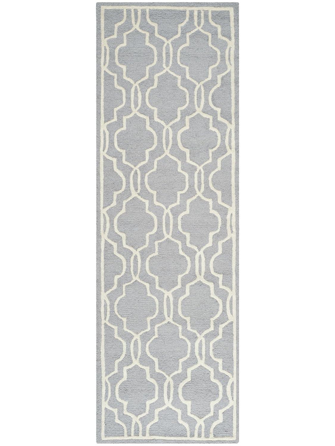 Cambridge CAM131 Tufted Indoor Runner Rug - Silver/Ivory - 2'6"x16' - Safavieh