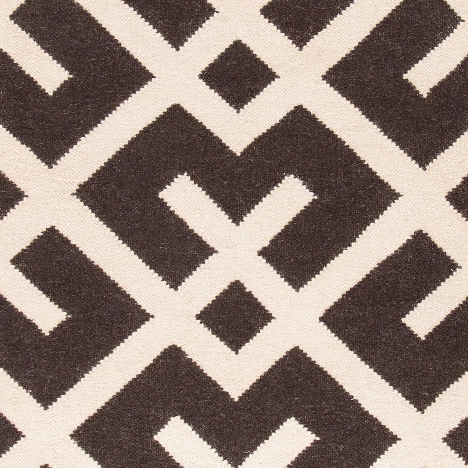 Handmade Geometric Black/Ivory Wool Area Rug 8' x 10'