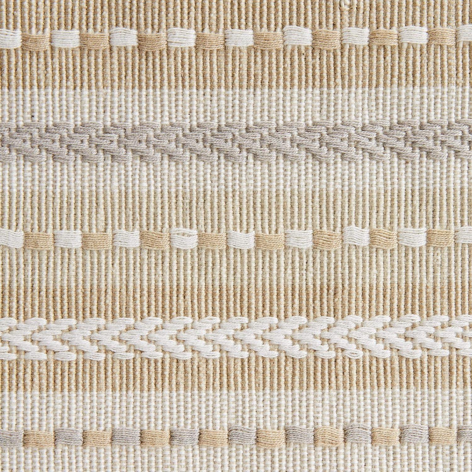 Natural Beige and White Cotton Striped Placemats Set of 6