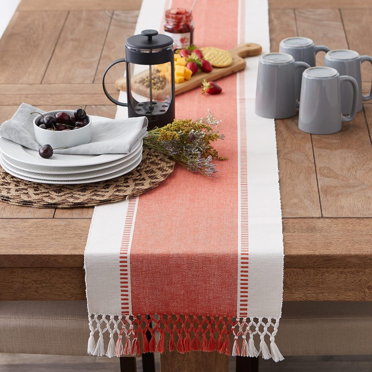 Spice Dobby Stripe Ribbed Table Runner 13x72