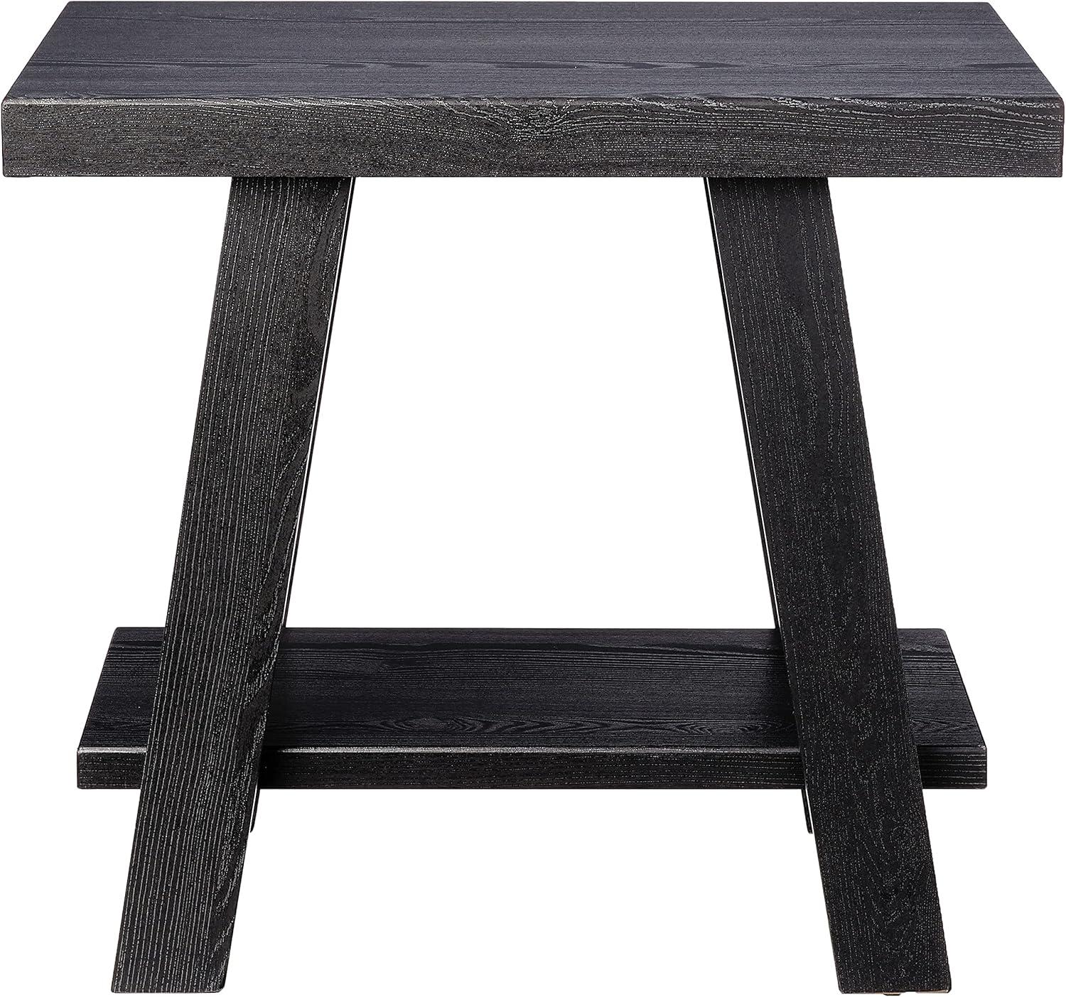Roundhill Furniture Athens Contemporary Wood Shelf Side Table in Black Finish
