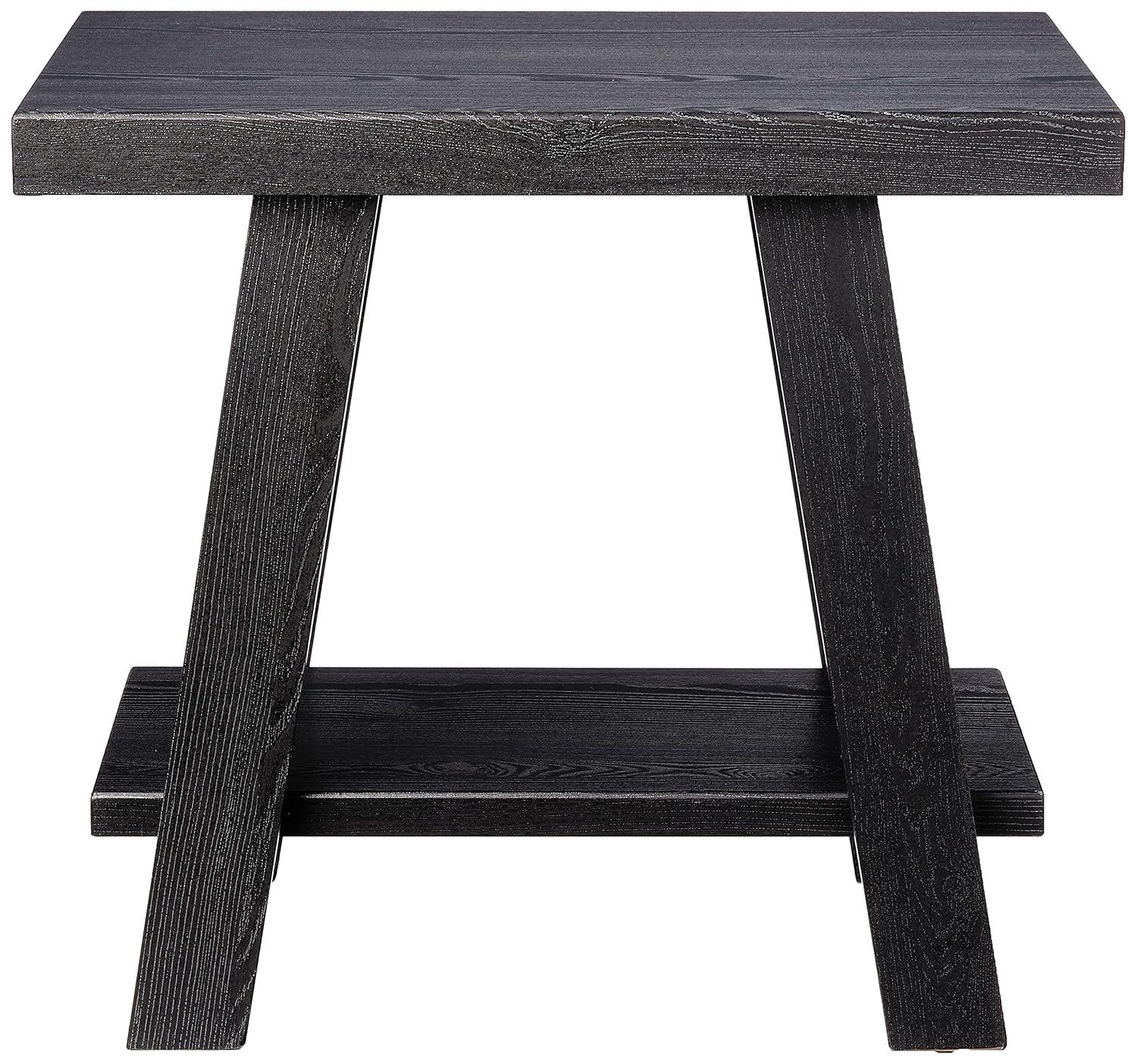 Roundhill Furniture Athens Contemporary Wood Shelf Side Table in Black Finish