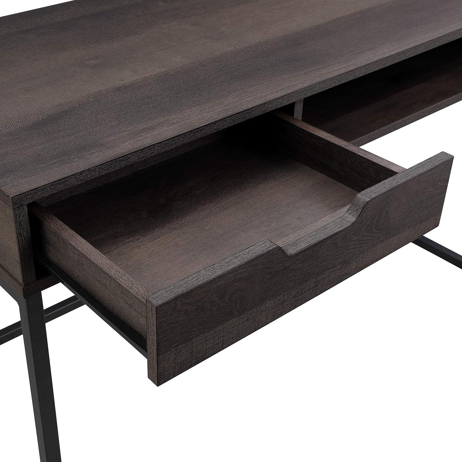 Contempo 40-Inch Desk with Drawer and Shelf in Brown Wood Grain Finish