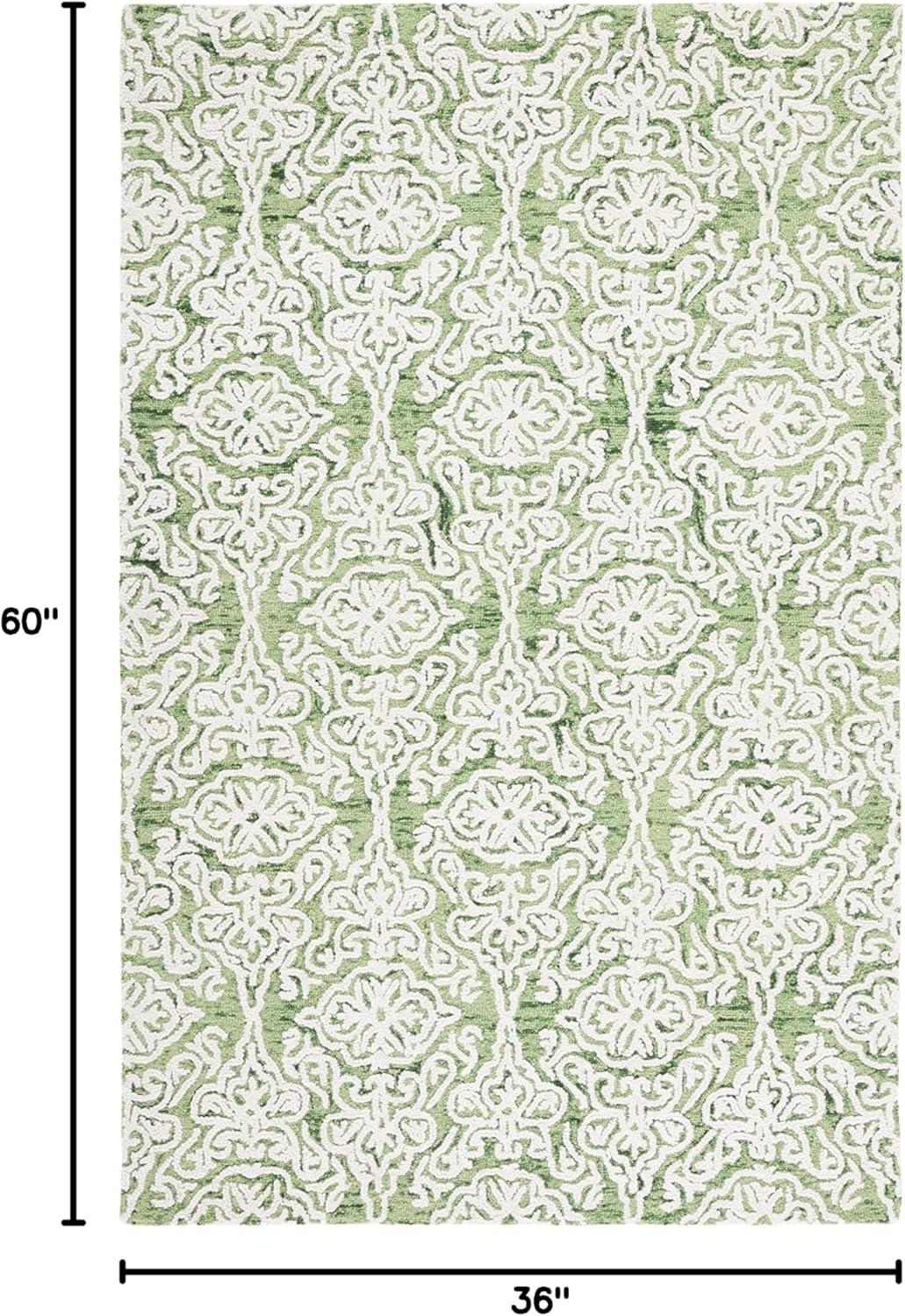 SAFAVIEH Blossom Asher Geometric Wool Area Rug, Green/Ivory, 3' x 5'