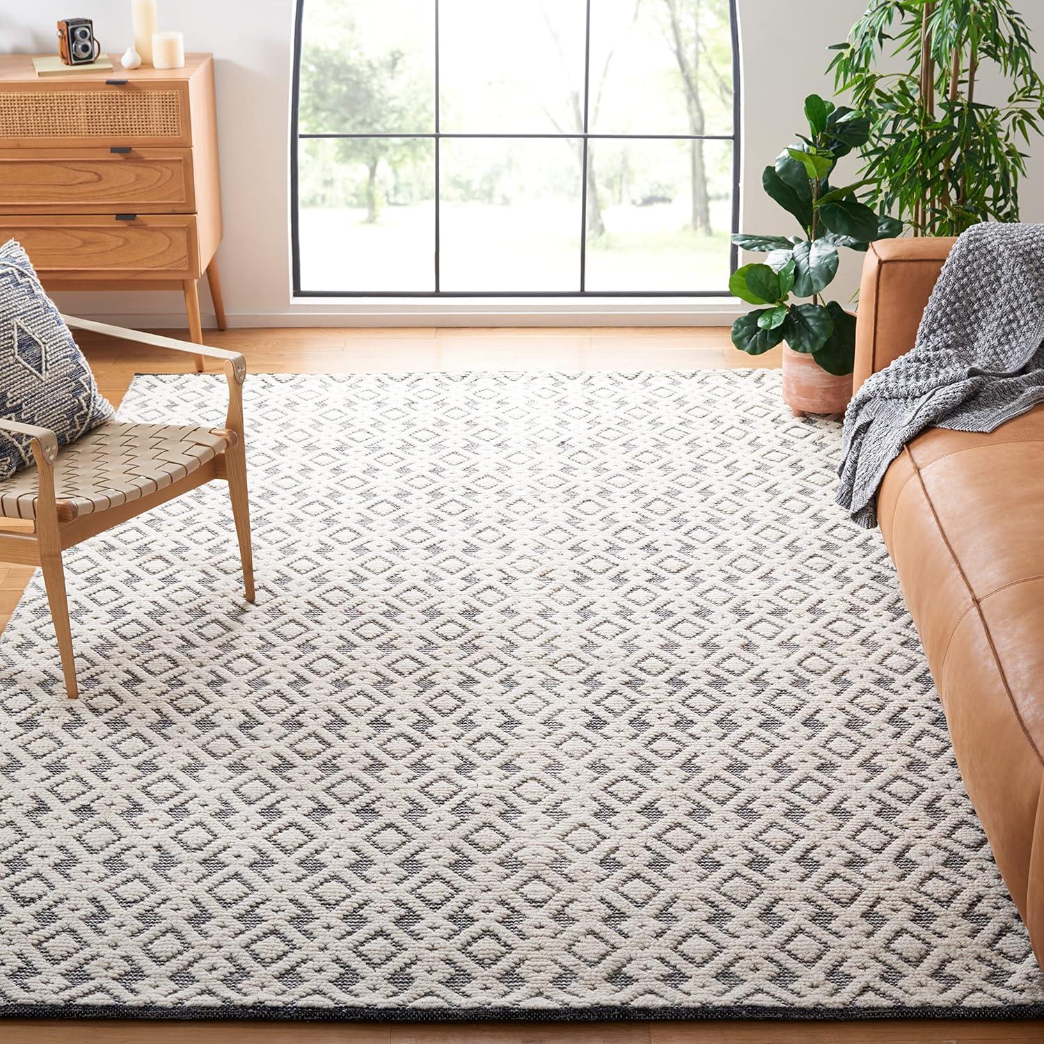 SAFAVIEH Vermont Simone Geometric Area Rug, 9' x 12', Ivory/Black