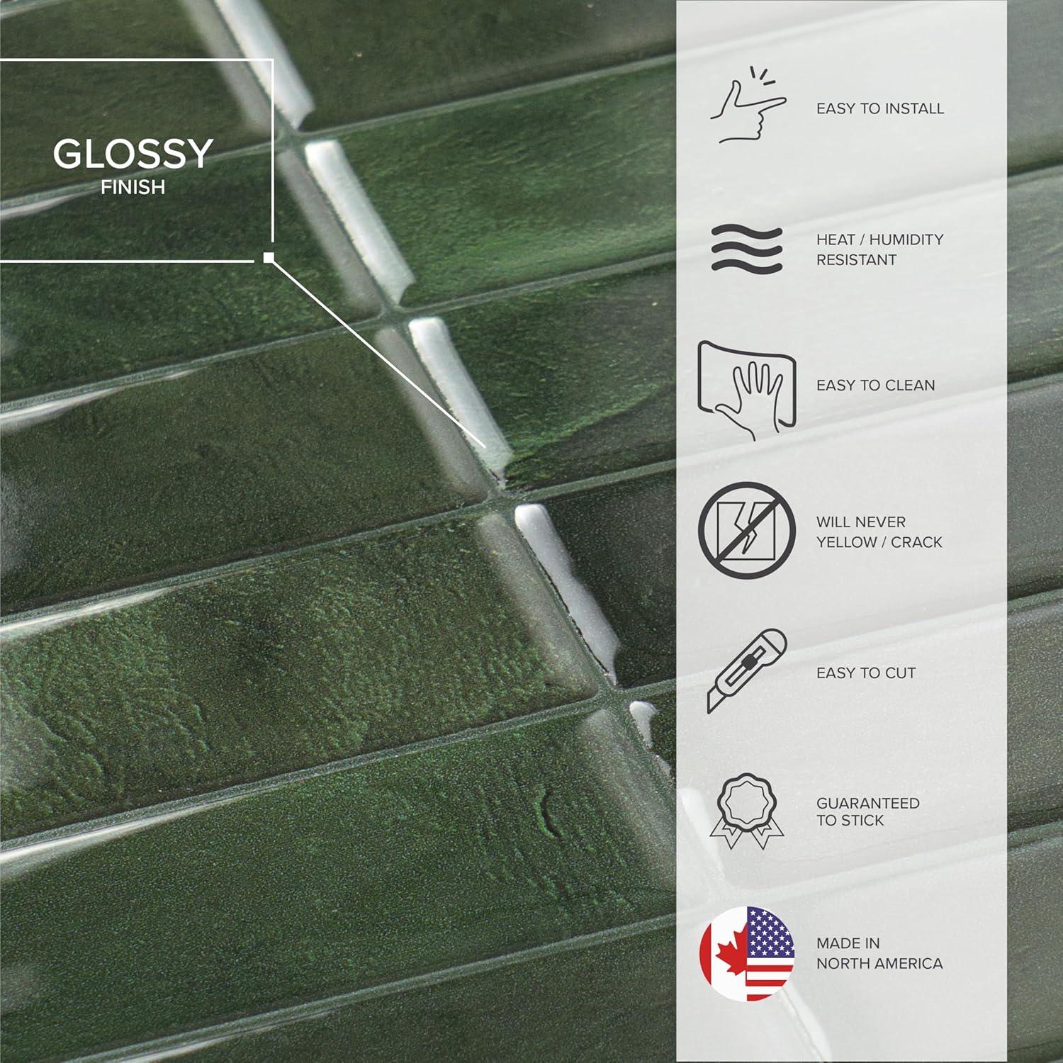 Smart Tiles - 3D Adhesive Peel and Stick Backsplash Tile, Green - 5-Pack 11.43" x 9"