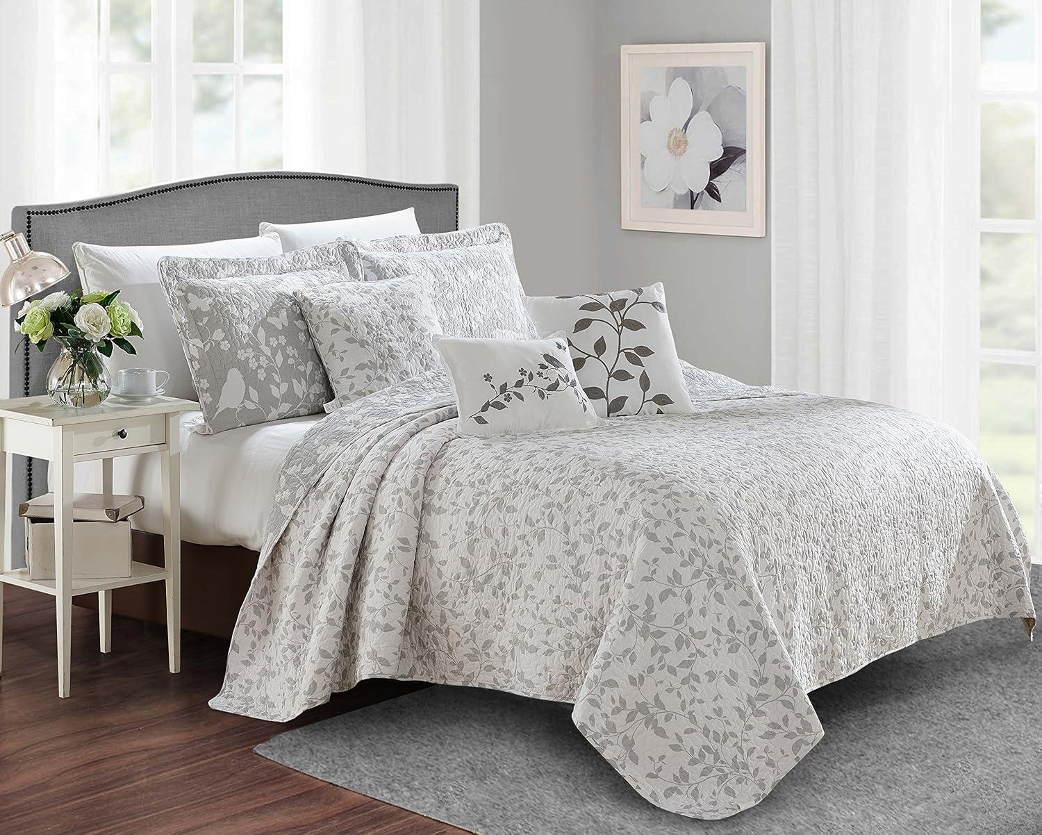 Birdsong Floral Microfiber Quilt Set