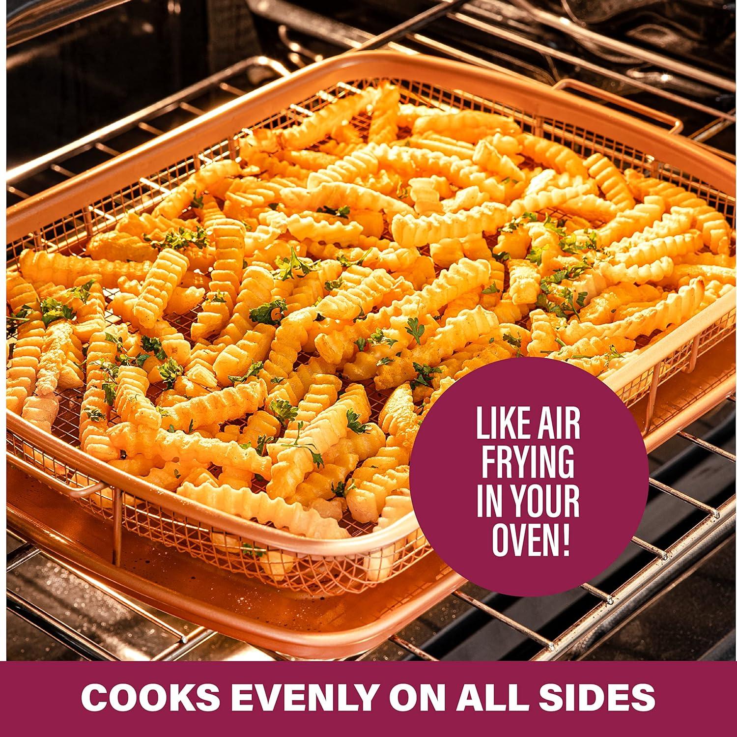 Gotham Steel Nonstick Air Fryer Tray for Oven with Recipe Book - 16" x 12"