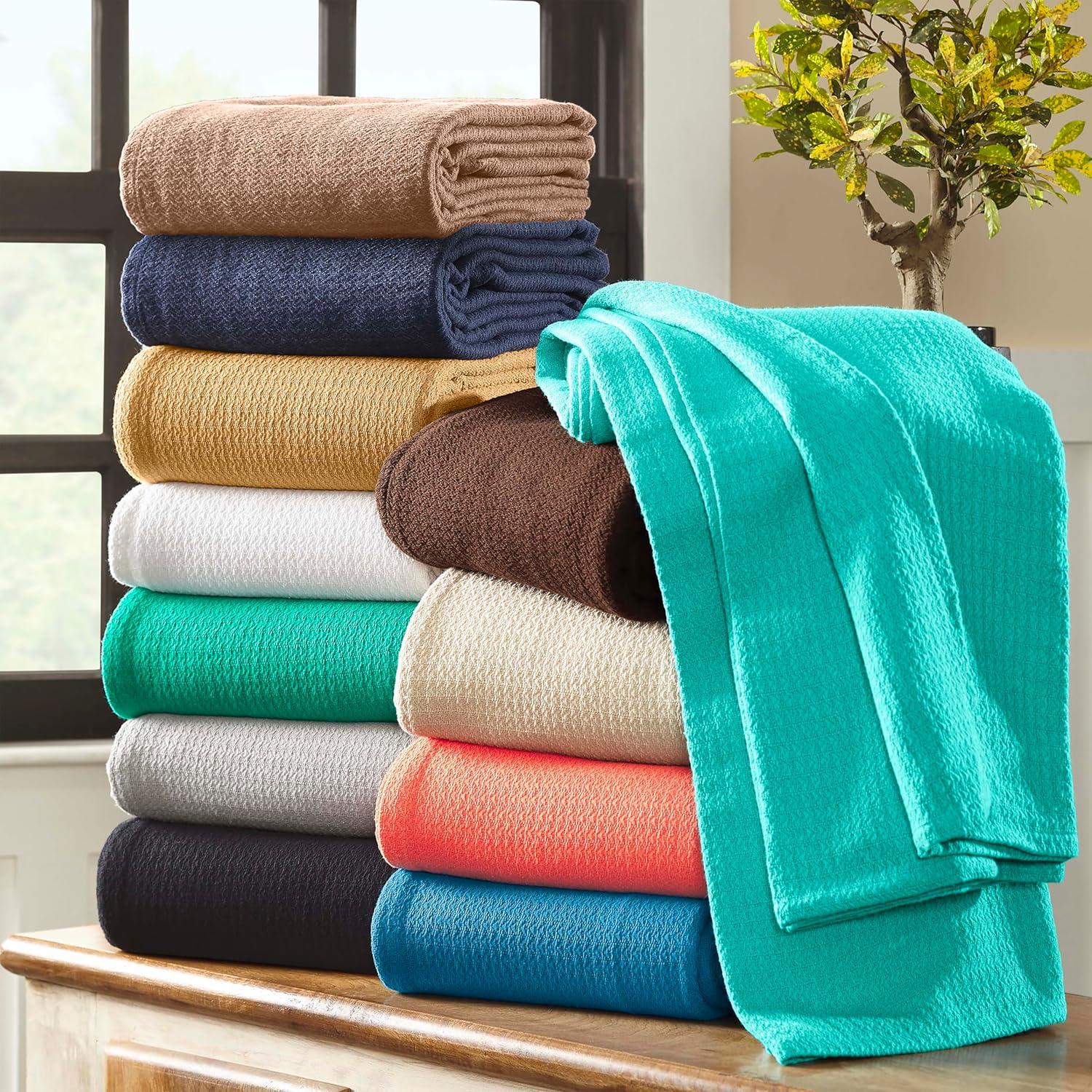 Superior Waffle Weave Honeycomb Knit Soft Textured All-Season Cotton Blanket