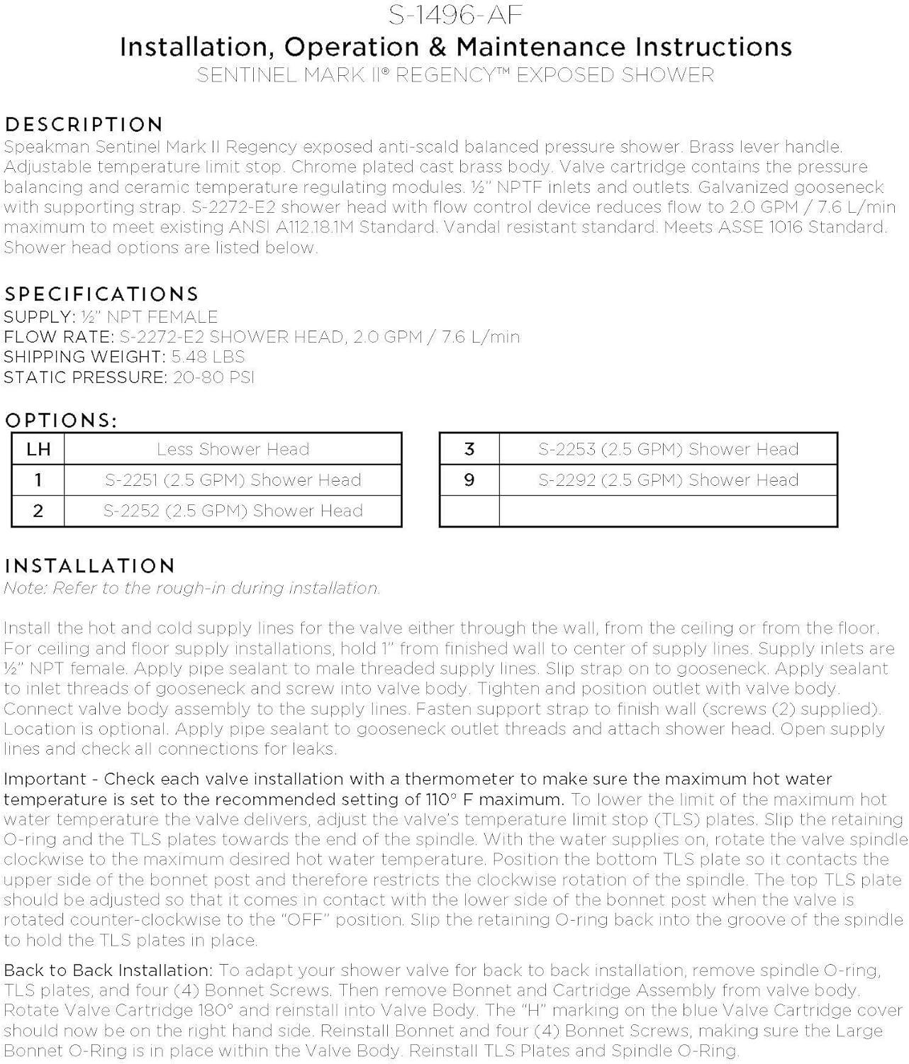 Speakman S-1496-AF Sentinel Mark II Shower Valve Combination with Cross Handle – Indoor/Outdoor Shower Hardware – Pressure Balance Exposed Shower Valve, Rough Chrome, 24.00L x 5.13W x 5.44H