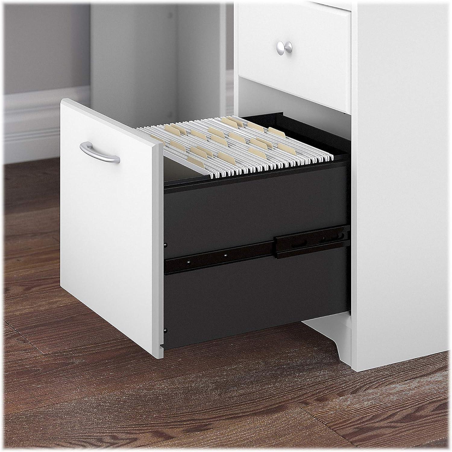 Bush Furniture Cabot 60" L Shaped Desk with Storage, White