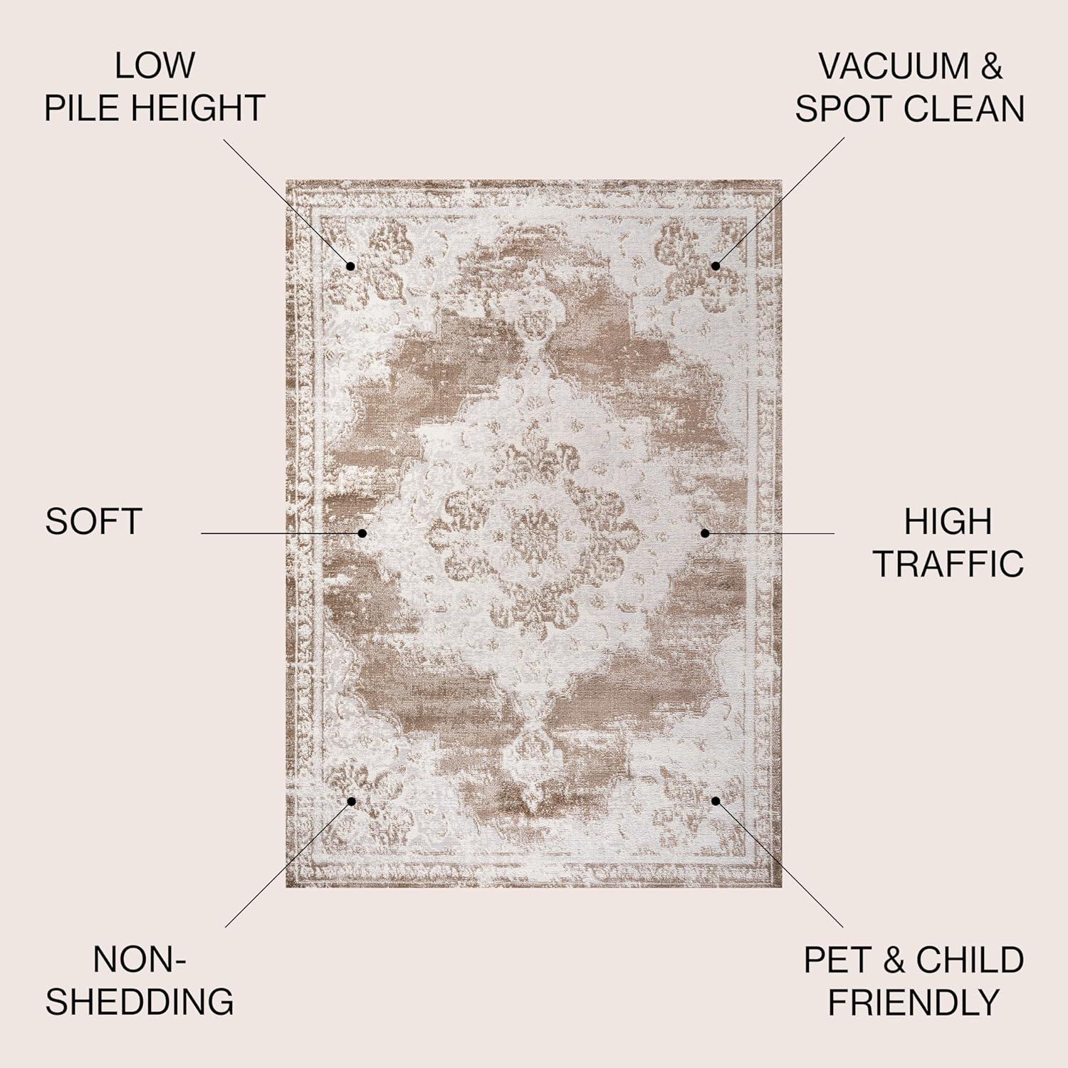 4'x6' Alhambra Ornate Medallion Modern Area Rug, Brown/Cream - JONATHAN Y